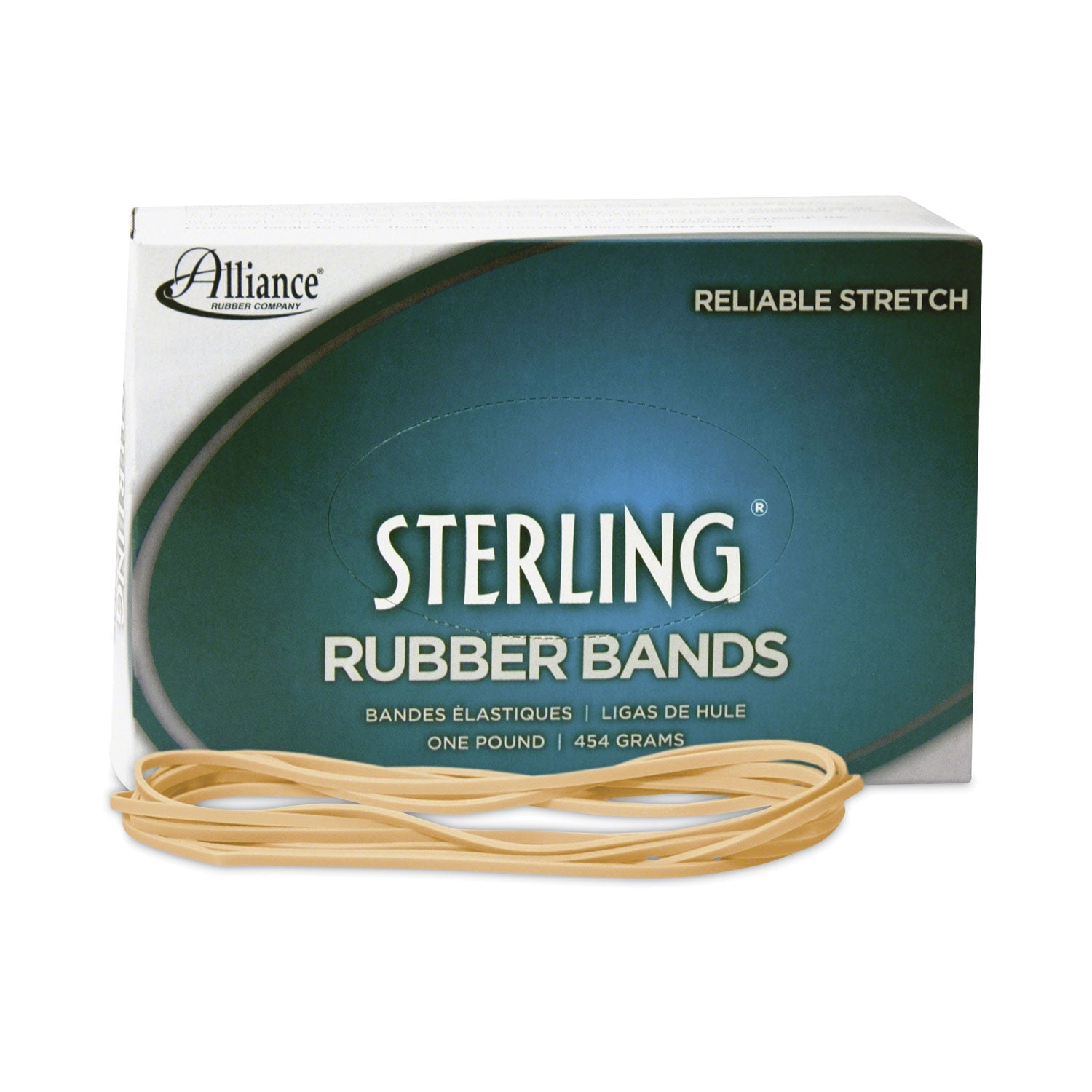 Alliance® Sterling Rubber Bands, Size 117b, 0.06" Gauge, Crepe, 1 Lb Box, 250/box