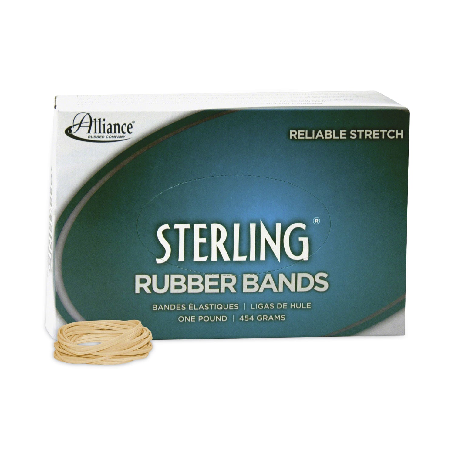 Alliance® Sterling Rubber Bands, Size 14, 0.03" Gauge, Crepe, 1 Lb Box, 3,100/box