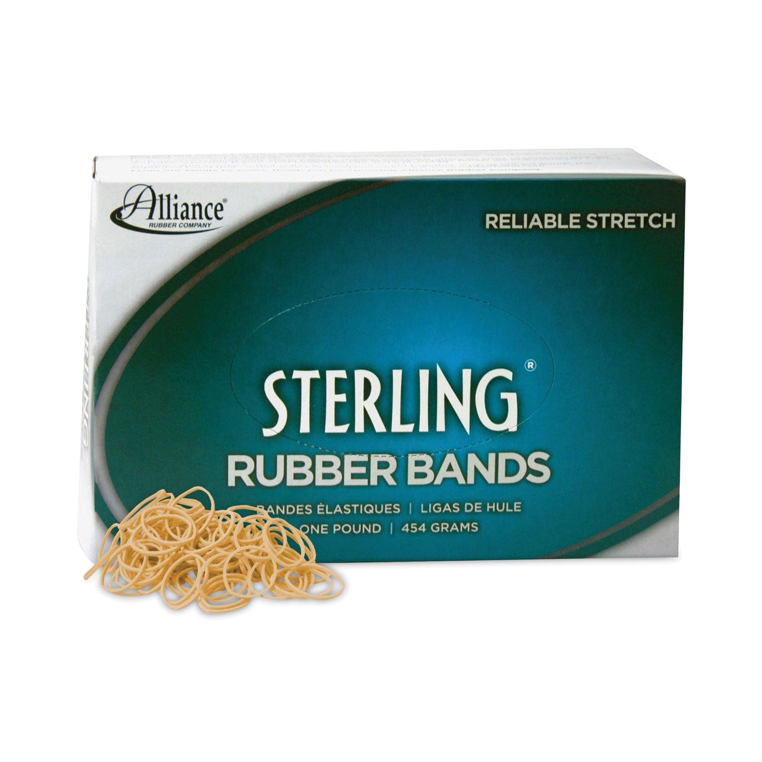 Alliance® Sterling Rubber Bands, Size 10, 0.03" Gauge, Crepe, 1 Lb Box, 5,000/box