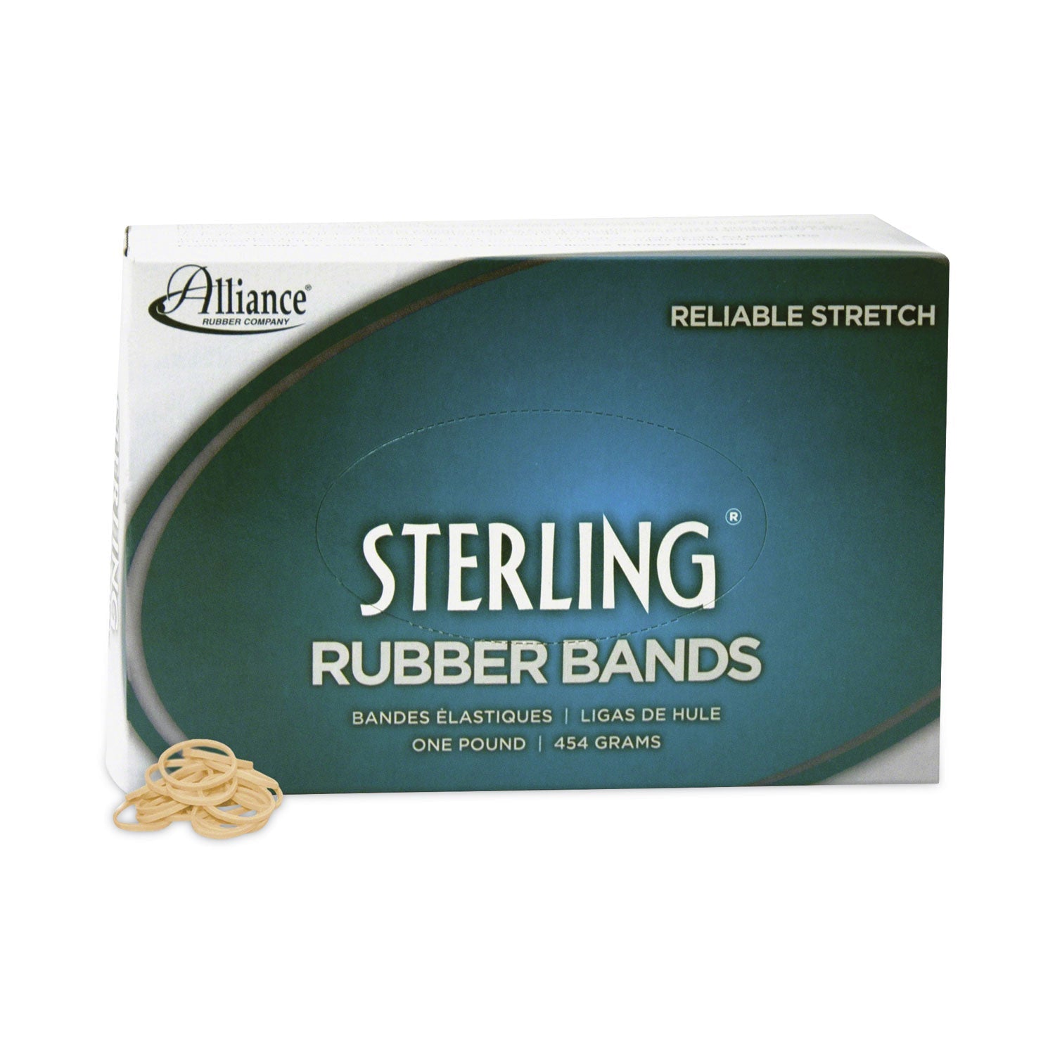 Alliance® Sterling Rubber Bands, Size 8, 0.03" Gauge, Crepe, 1 Lb Box, 7,100/box