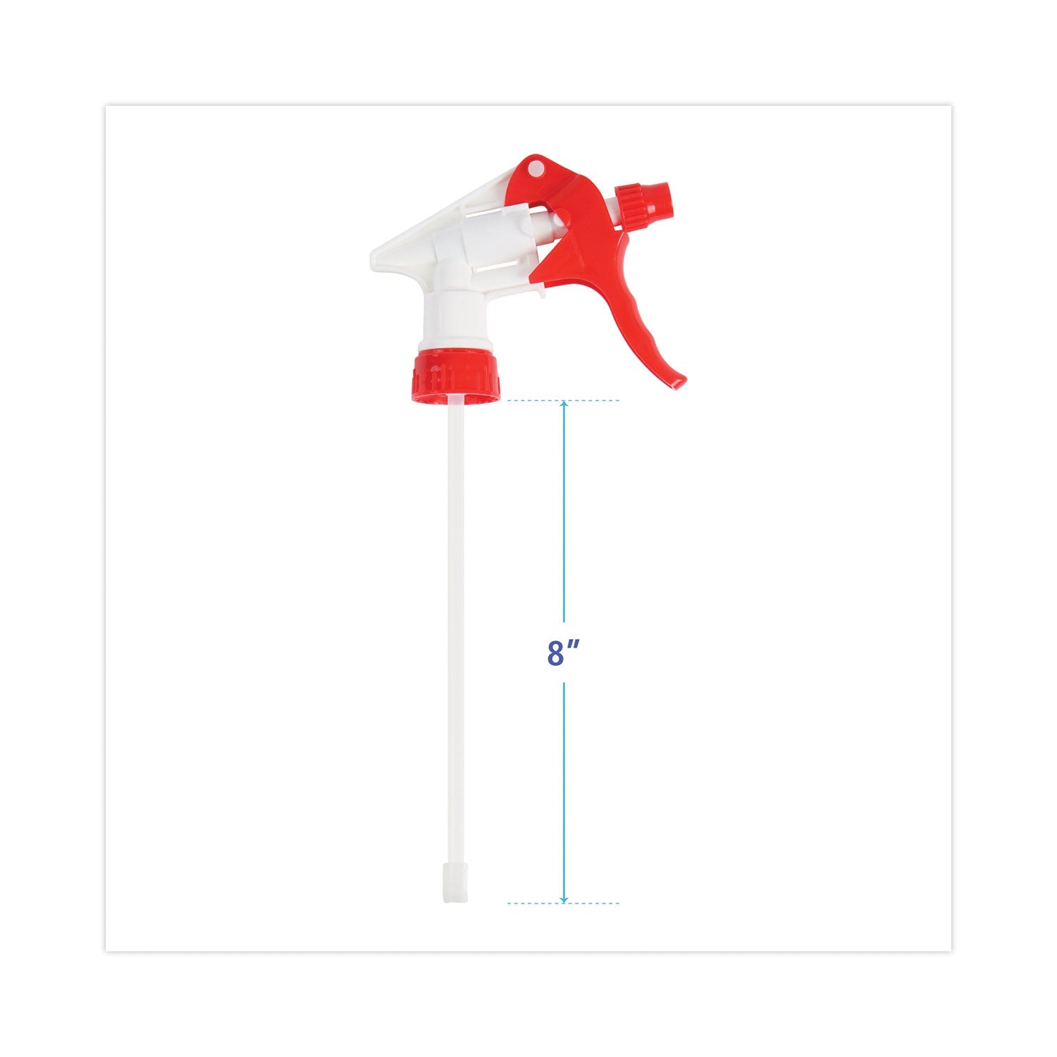 Boardwalk® General Purpose Trigger Sprayer, 8" Tube, Fits 16 oz to 24 oz Bottles, Red/White, 24/Carton