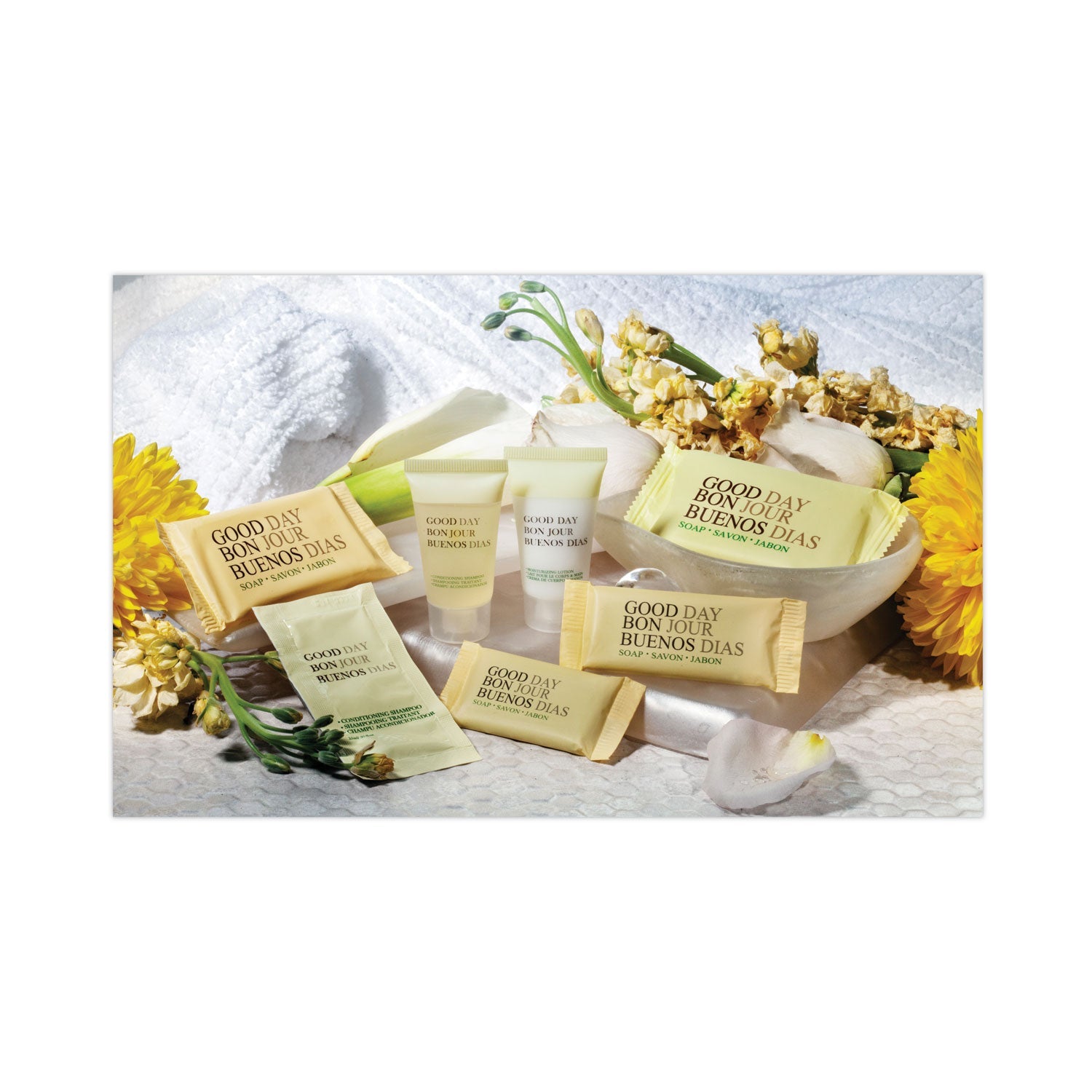 Good Day™ Unwrapped Amenity Bar Soap, Fresh Scent, # 1/2, 1,000/carton - Bloom Skins