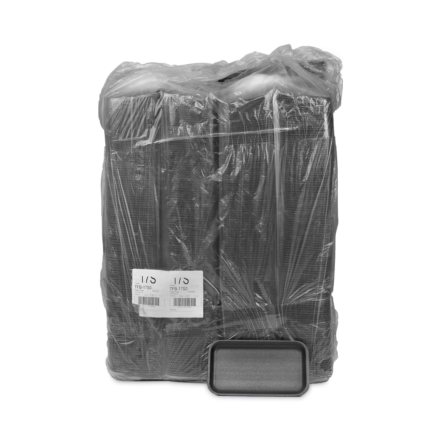 Pactiv Evergreen Meat Tray, #17S, 8.3 x 4.8 x 0.65, Black, Foam, 1,000/Carton