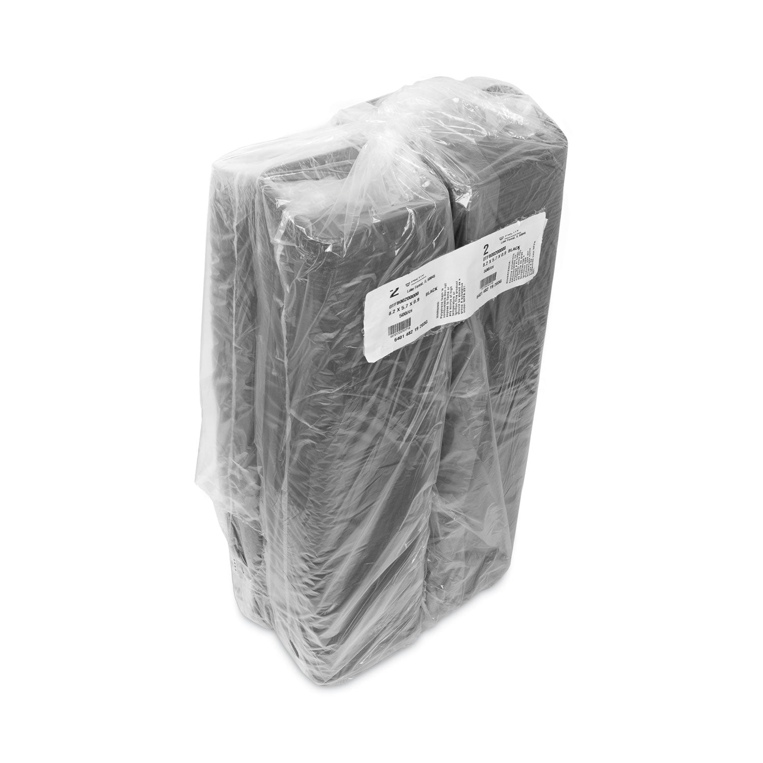 Pactiv Evergreen Supermarket Tray, #2, 8.2 x 5.7 x 0.91, Black, Foam, 500/Carton