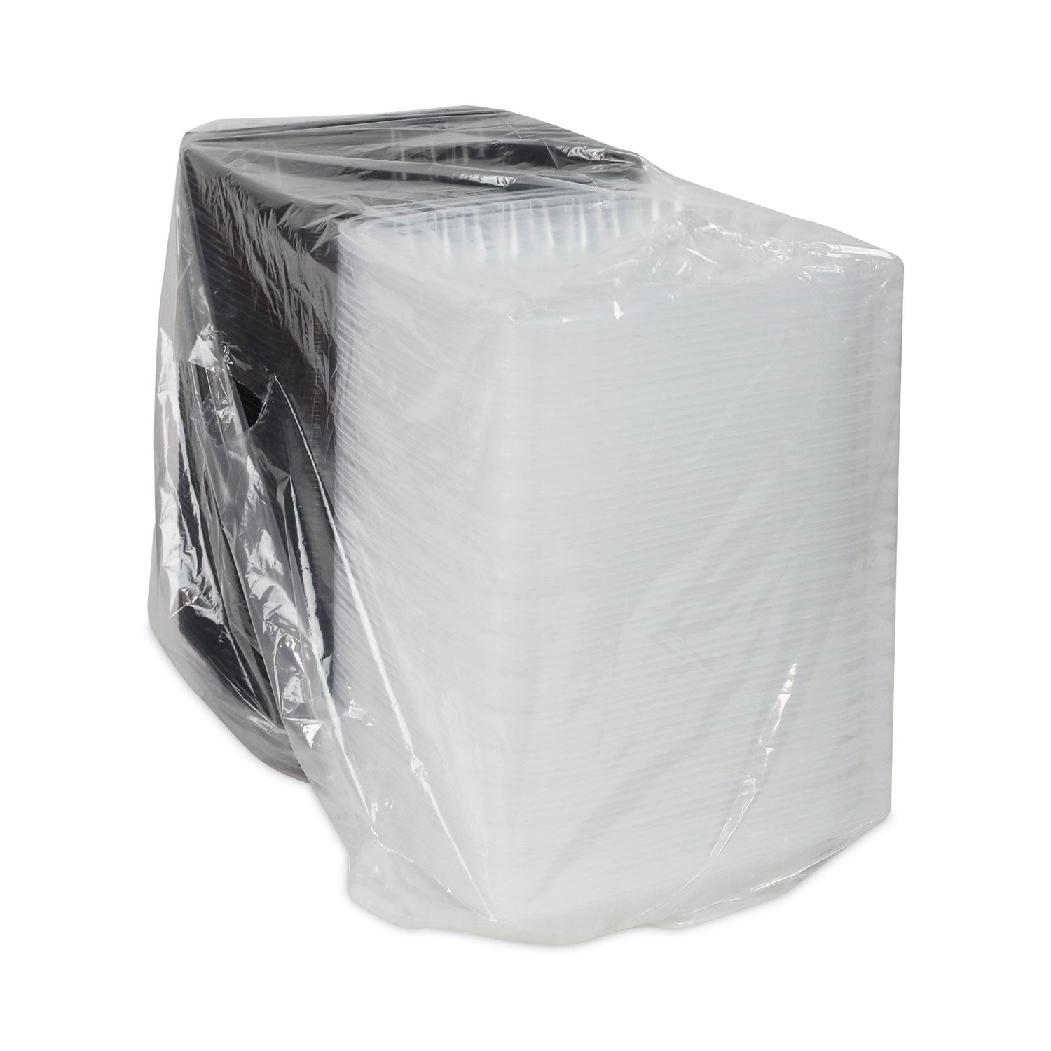 Pactiv Evergreen EarthChoice Vented Dual Color Microwavable Hinged Lid Container, 3-Compartment Base/Lid, 34 oz, Black/Clear, Plastic, 132/CT - Bloom Skins