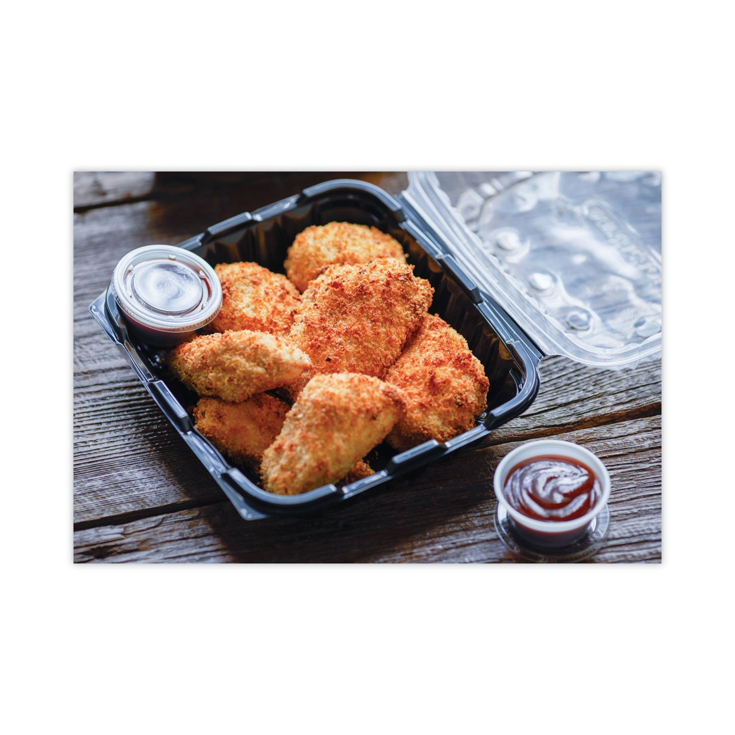 Pactiv Evergreen EarthChoice Vented Dual Color Microwavable Hinged Lid Container, 28 oz, 7.5 x 7.5 x 3, Black/Clear, Plastic, 150/Carton - Bloom Skins