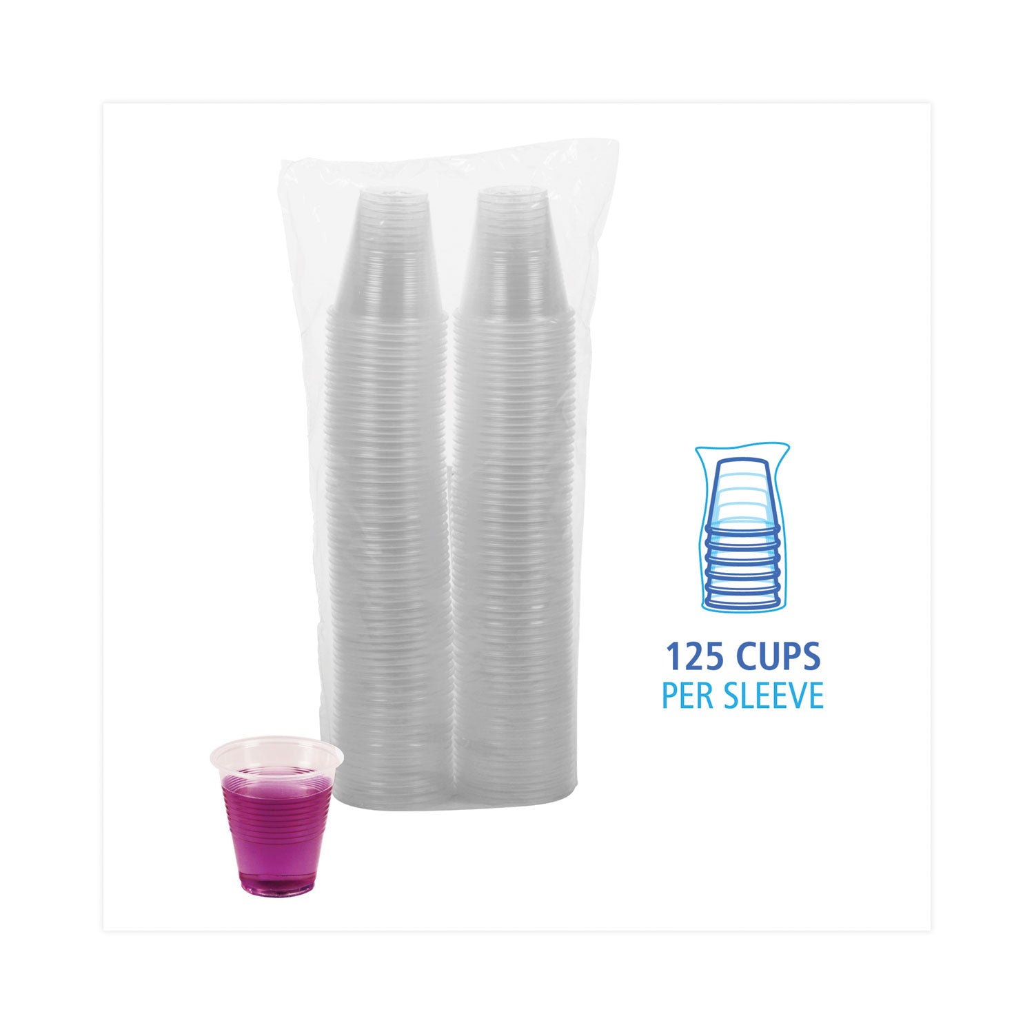 Boardwalk® Translucent Plastic Cold Cups, 3 oz, 125/Pack