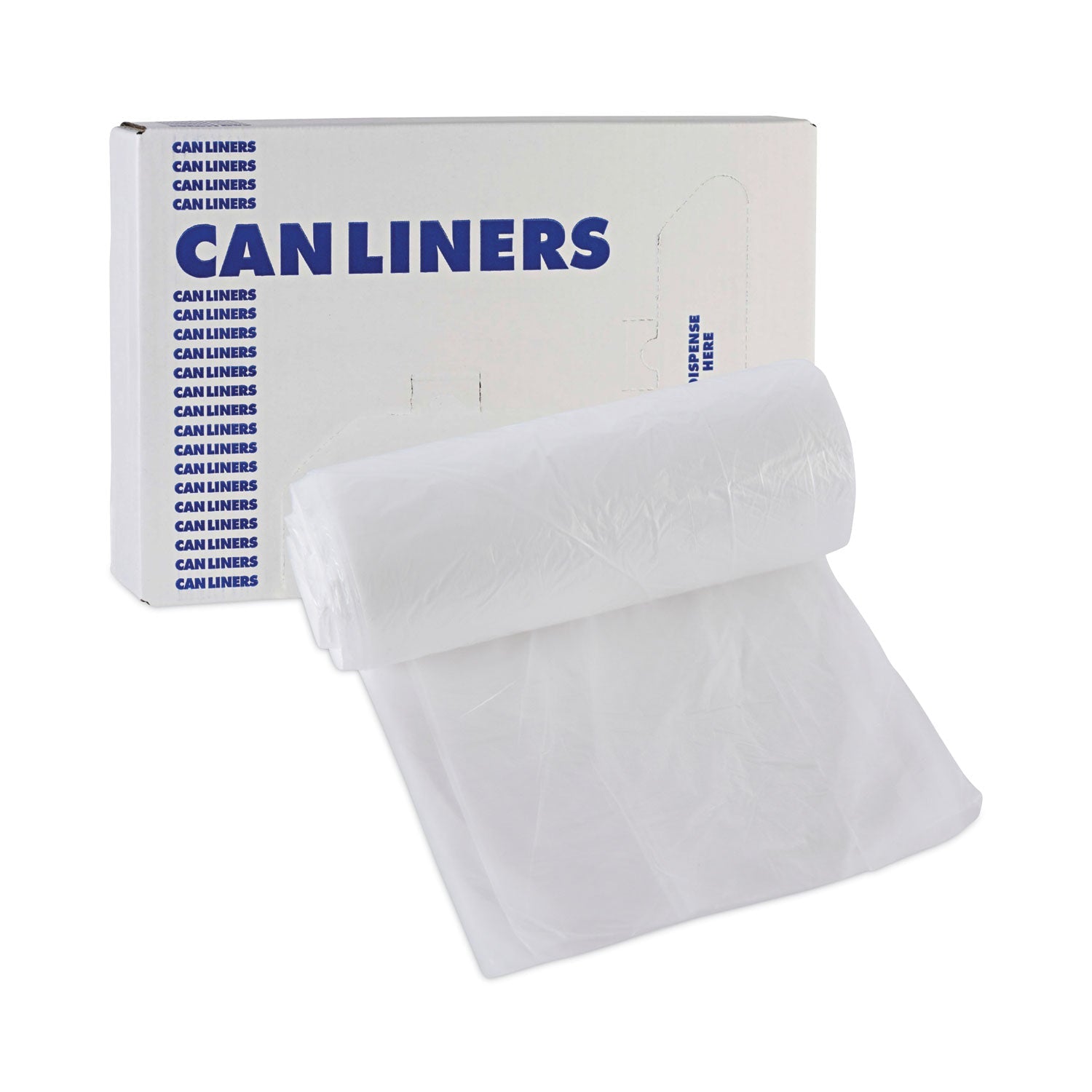 Boardwalk® High-Density Can Liners, 10 gal, 6 mic, 24" x 23", Natural, Perforated Roll, 50 Bags/Roll, 20 Rolls/Carton