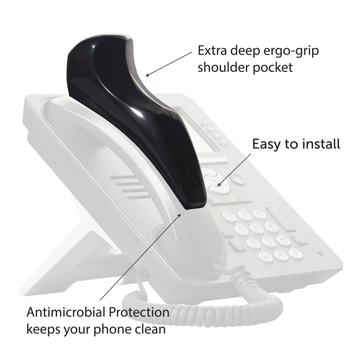 Softalk® Softalk II Telephone Shoulder Rest, 2 x 6.75 x 2.5, Black