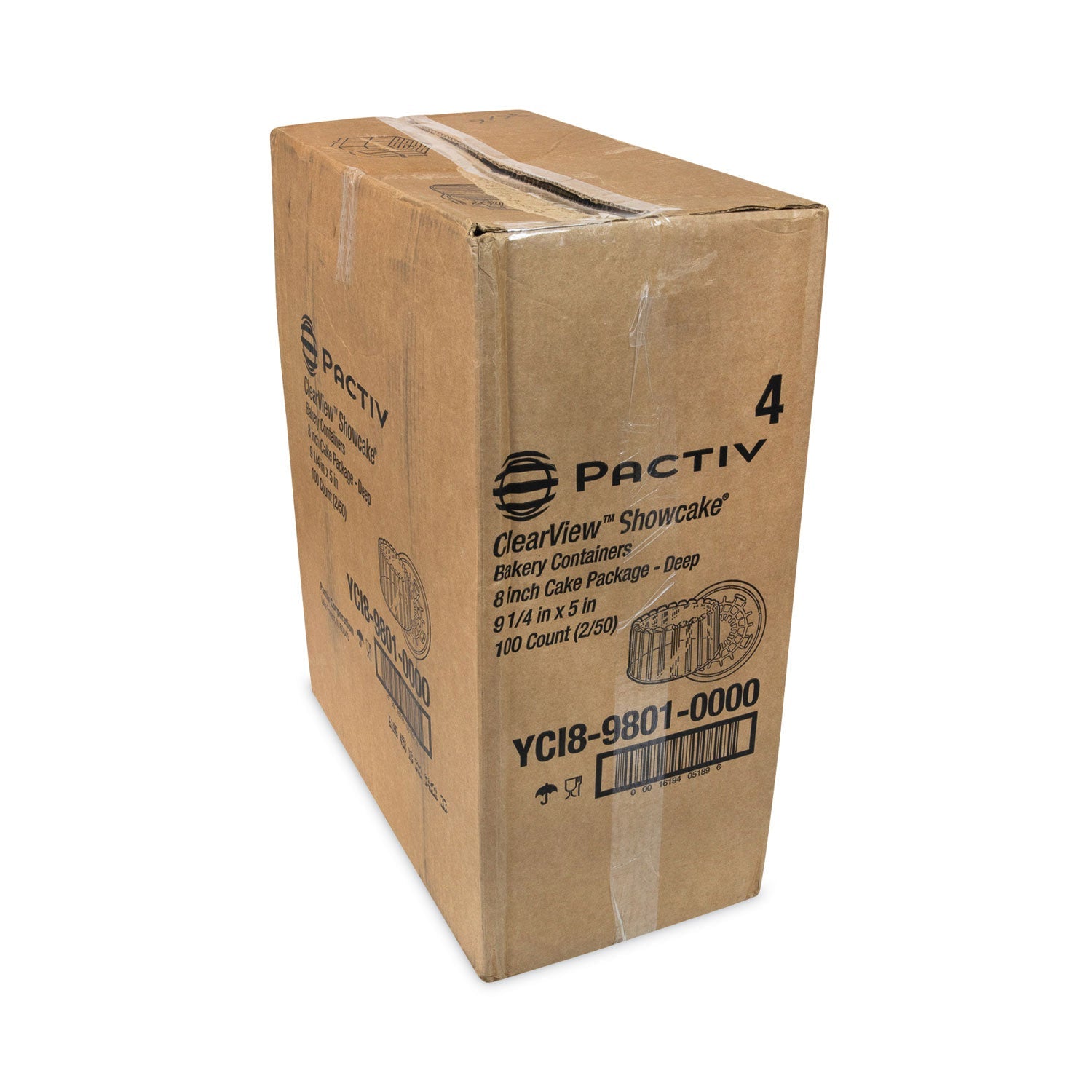 Pactiv Evergreen Plastic Cake Container, Deep 8" Cake Container, 9.25" Diameter x 5" h, Clear, 100/Carton - Bloom Skins