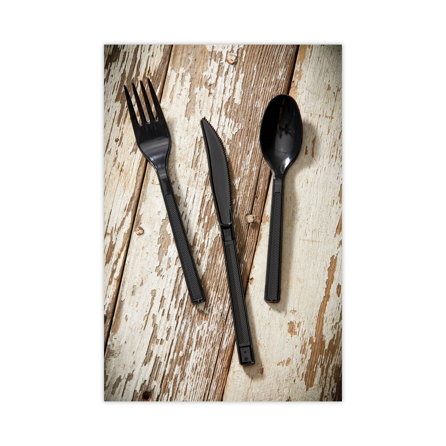 Pactiv Evergreen Meadoware Cutlery, Medium Heavyweight Soup Spoon, Plastic, Black, 1,000/Carton