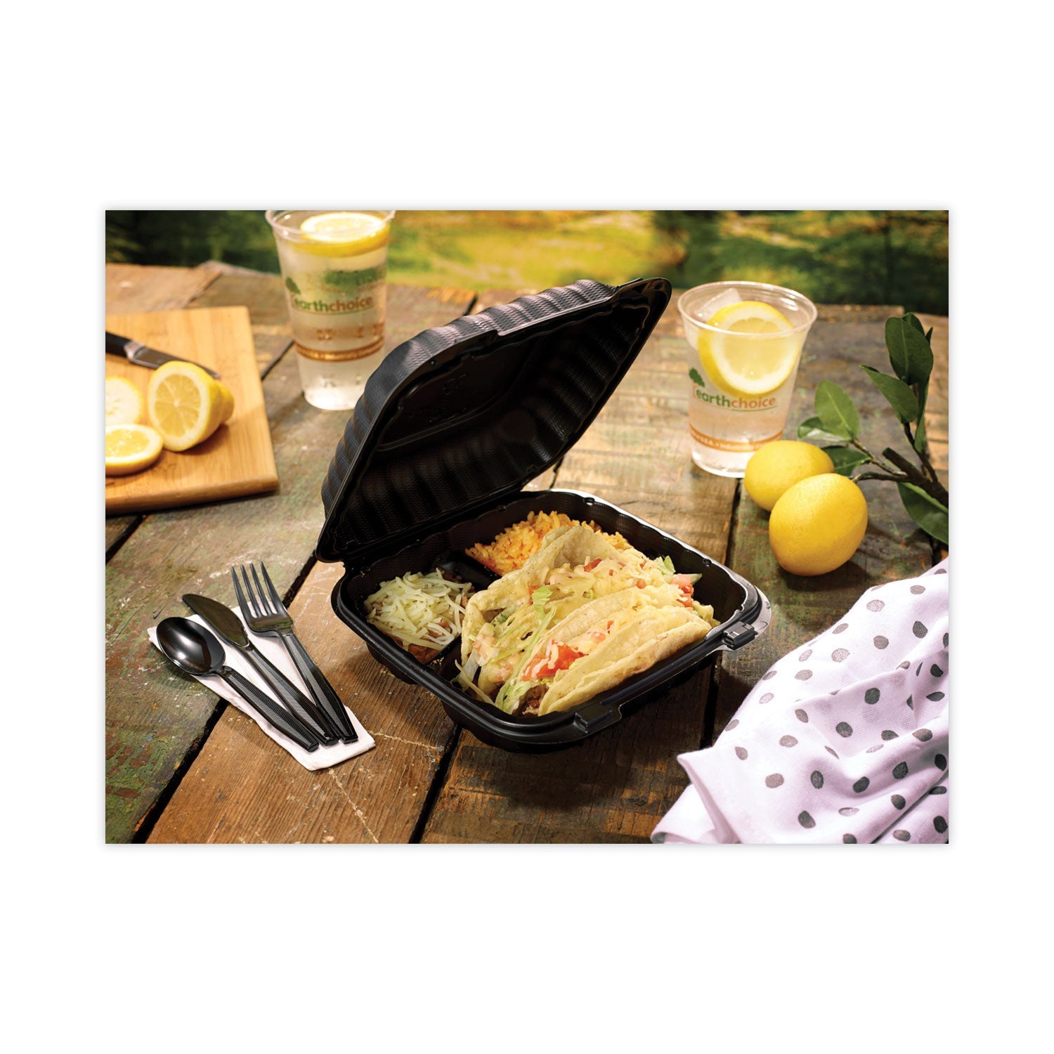 Pactiv Evergreen Meadoware Cutlery, Medium Heavyweight Soup Spoon, Plastic, Black, 1,000/Carton