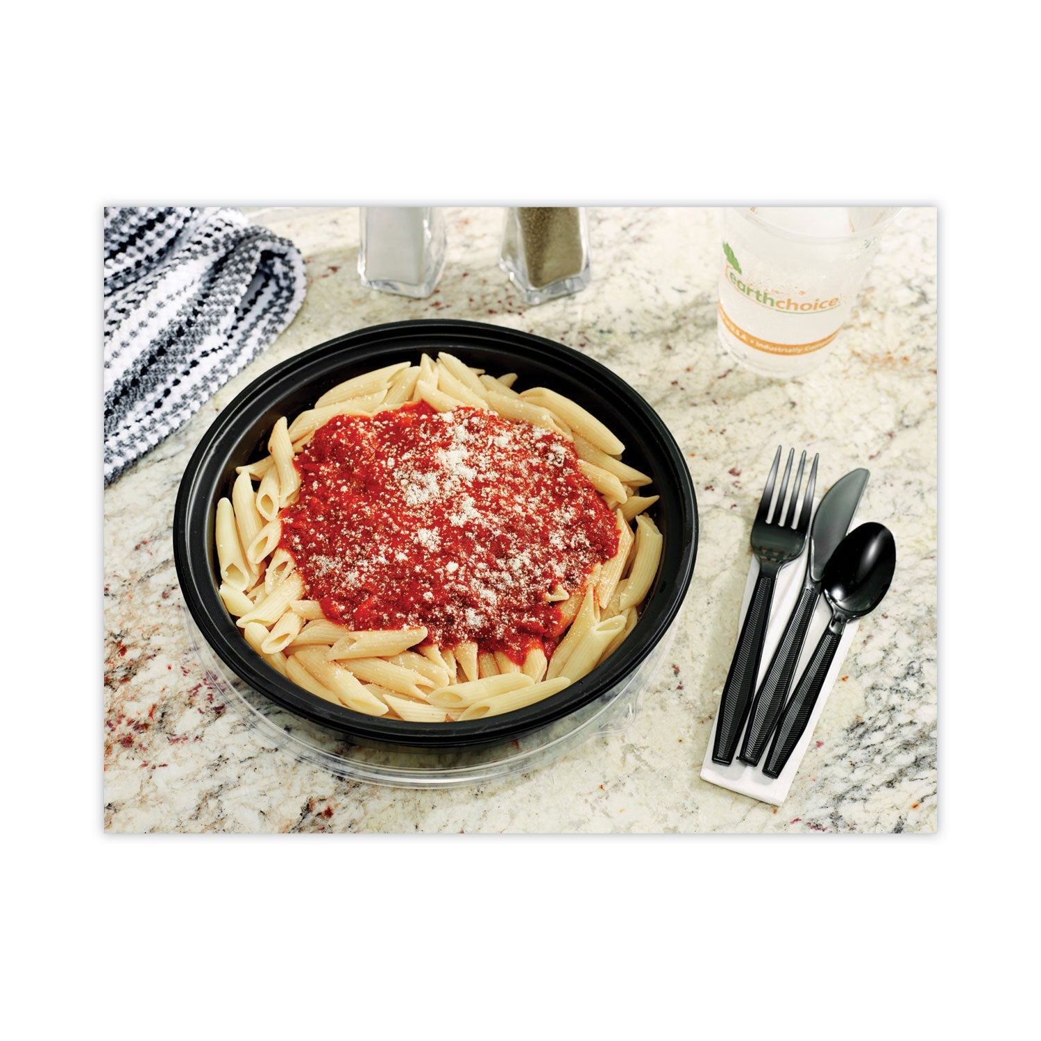 Pactiv Evergreen Meadoware Cutlery, Medium Heavyweight Soup Spoon, Plastic, Black, 1,000/Carton