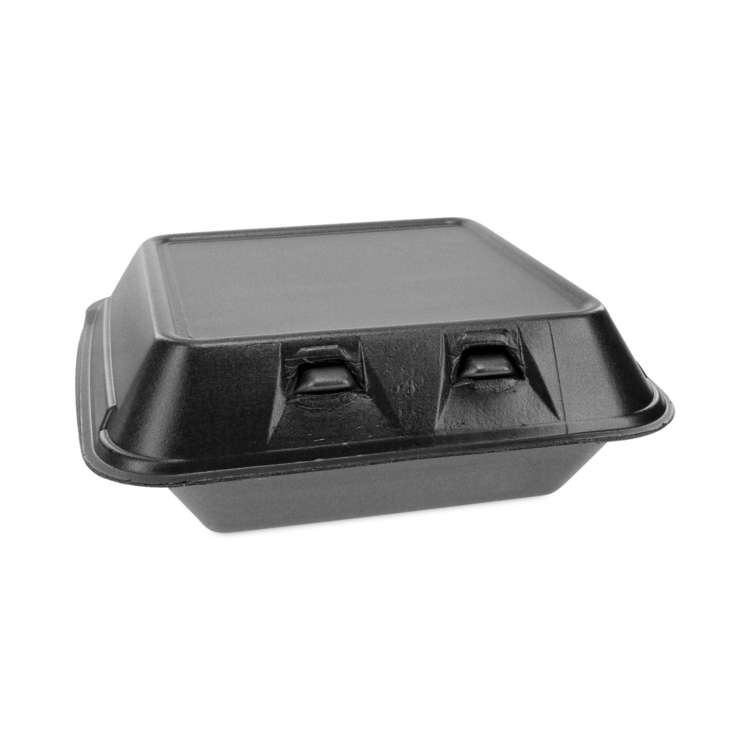 Pactiv Evergreen SmartLock Foam Hinged Lid Container, Medium, 3 Compartments, 8 x 8.5 x 3, Black, 150/Carton