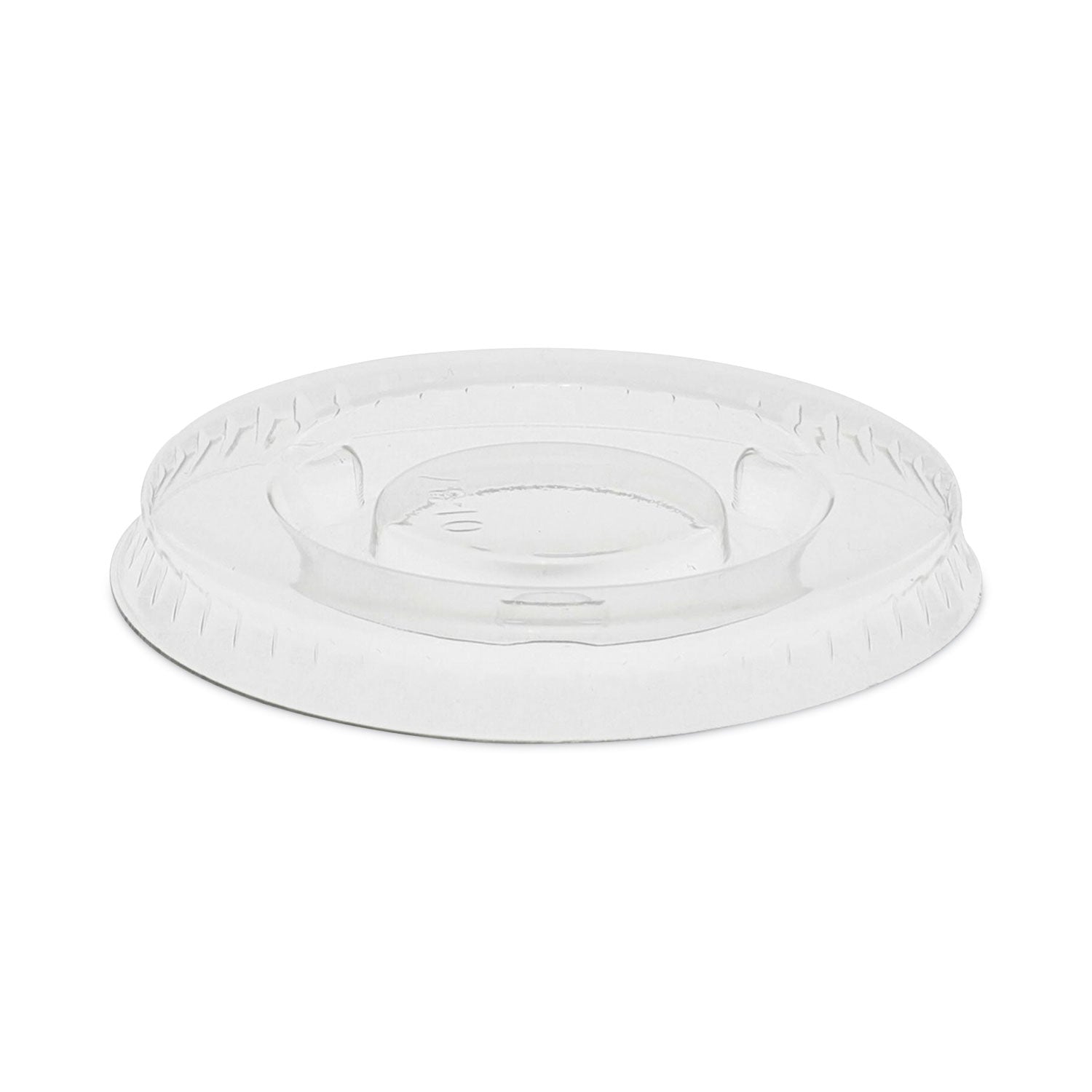 Pactiv Evergreen Plastic Portion Cup Lid, Fits 0.5 oz to 1 oz Portion Cups, Clear, 100/Sleeve, 25 Sleeves/Carton