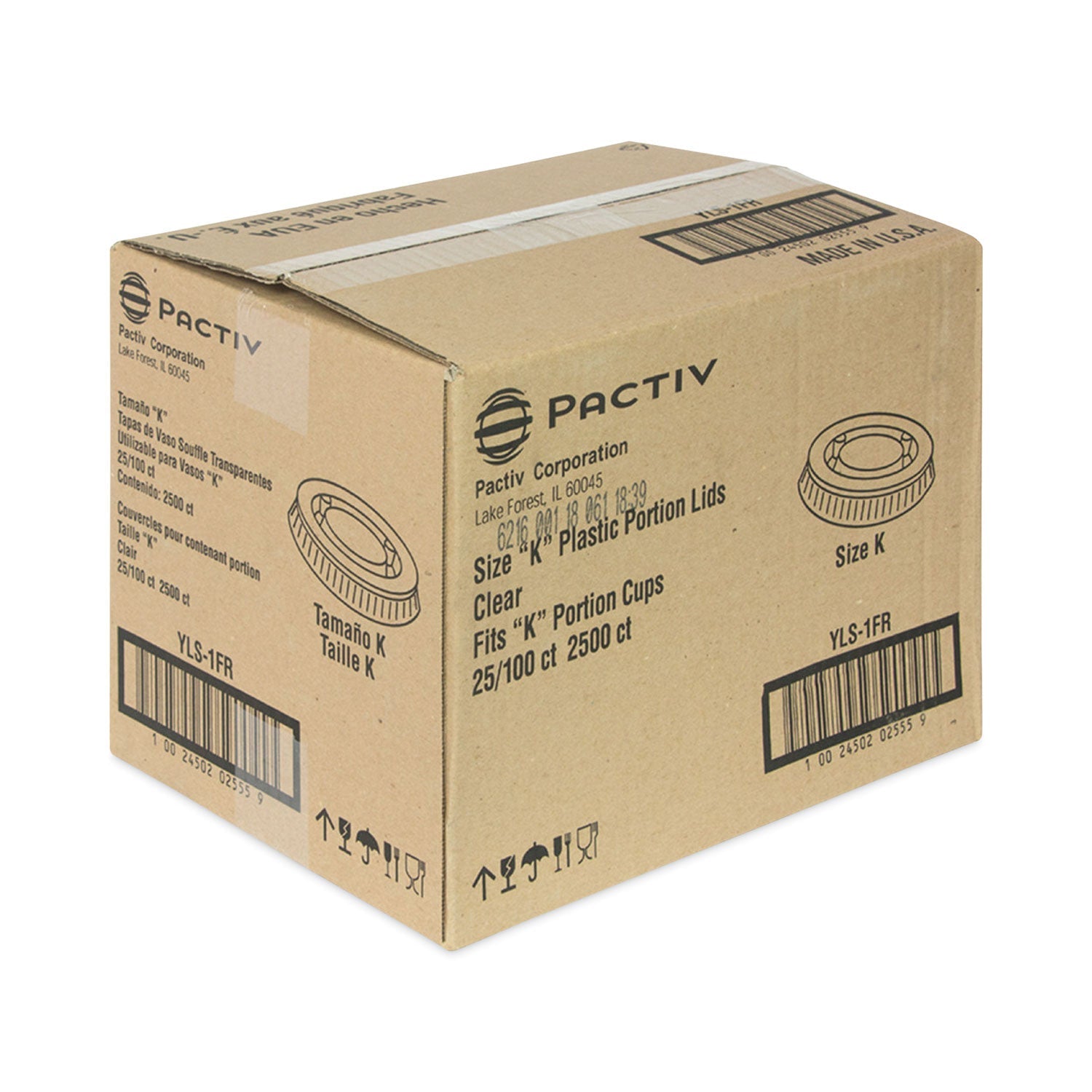 Pactiv Evergreen Plastic Portion Cup Lid, Fits 0.5 oz to 1 oz Portion Cups, Clear, 100/Sleeve, 25 Sleeves/Carton