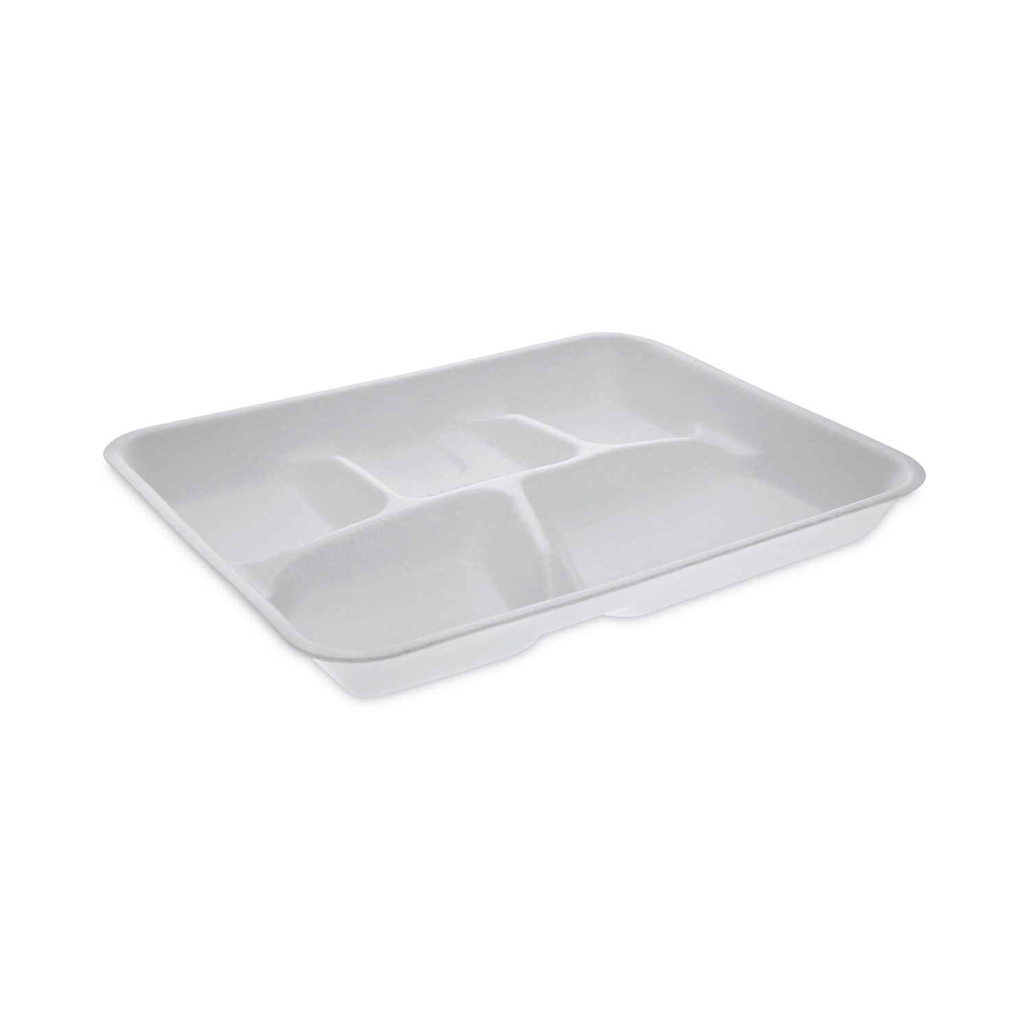 Pactiv Evergreen Foam School Trays, 5-Compartment Tray, 8.25 x 10.5 x 1, White, 500/Carton