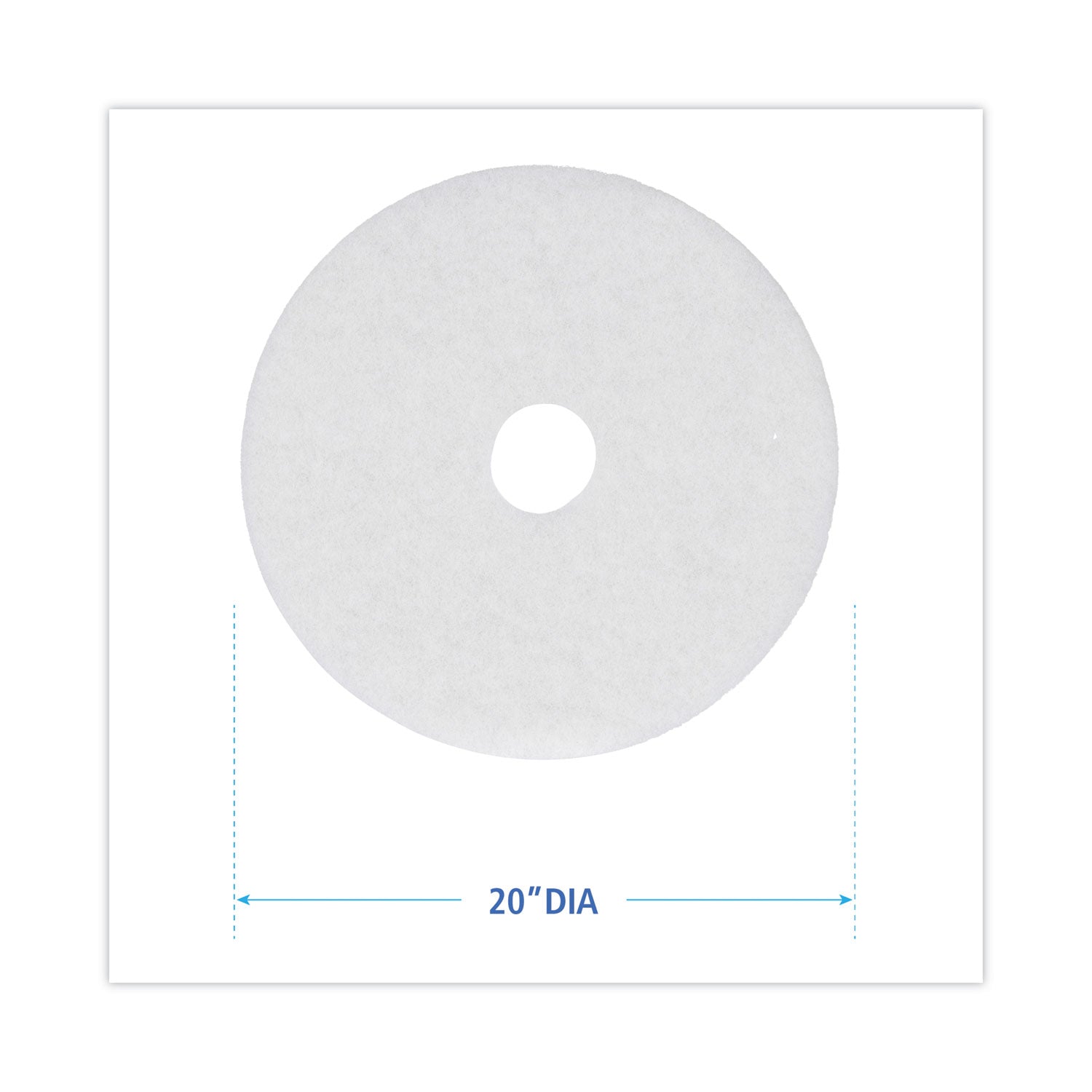Boardwalk® Polishing Floor Pads, 20" Diameter, White, 5/carton
