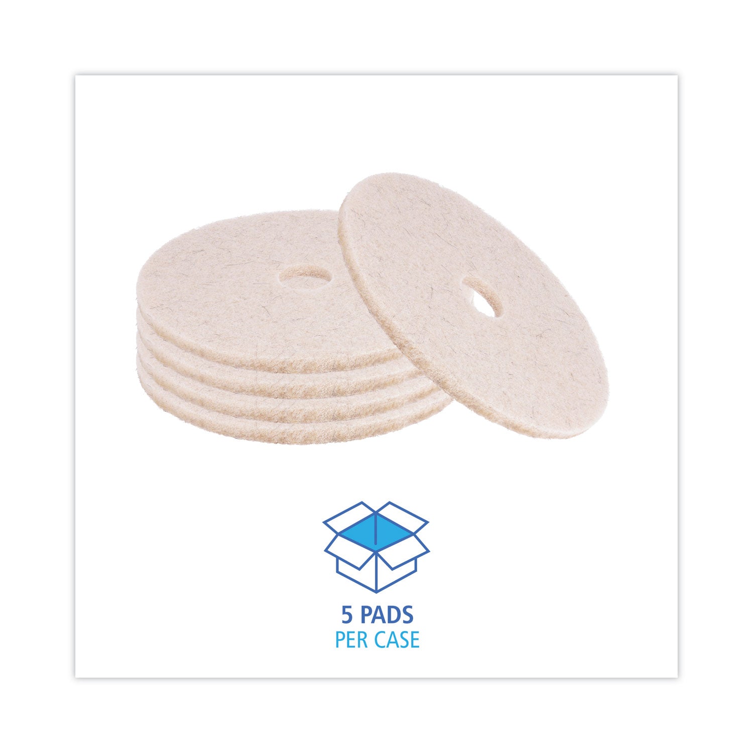 Boardwalk® Natural Hog Hair Burnishing Floor Pads, 20" Diameter, Tan, 5/carton