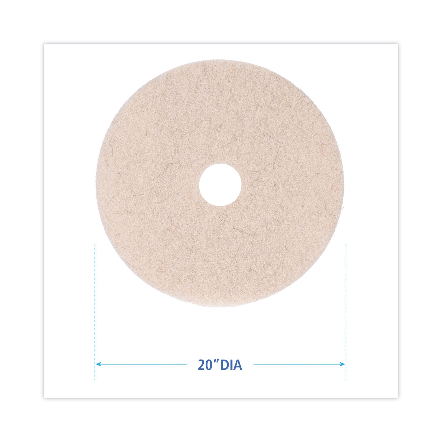 Boardwalk® Natural Hog Hair Burnishing Floor Pads, 20" Diameter, Tan, 5/carton