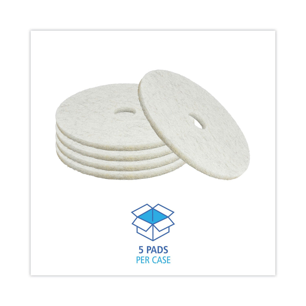 Boardwalk® Natural Burnishing Floor Pads, 20" Diameter, White, 5/carton