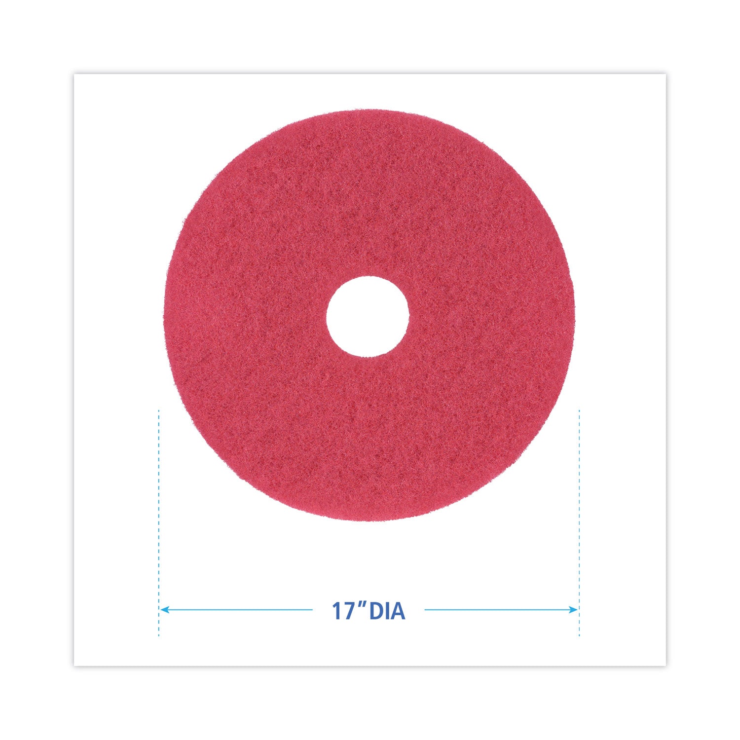 Boardwalk® Buffing Floor Pads, 17" Diameter, Red, 5/carton