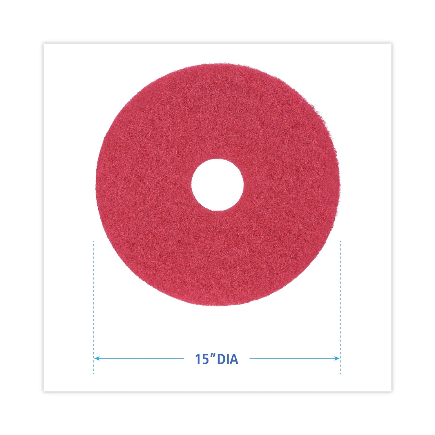 Boardwalk® Buffing Floor Pads, 15" Diameter, Red, 5/carton