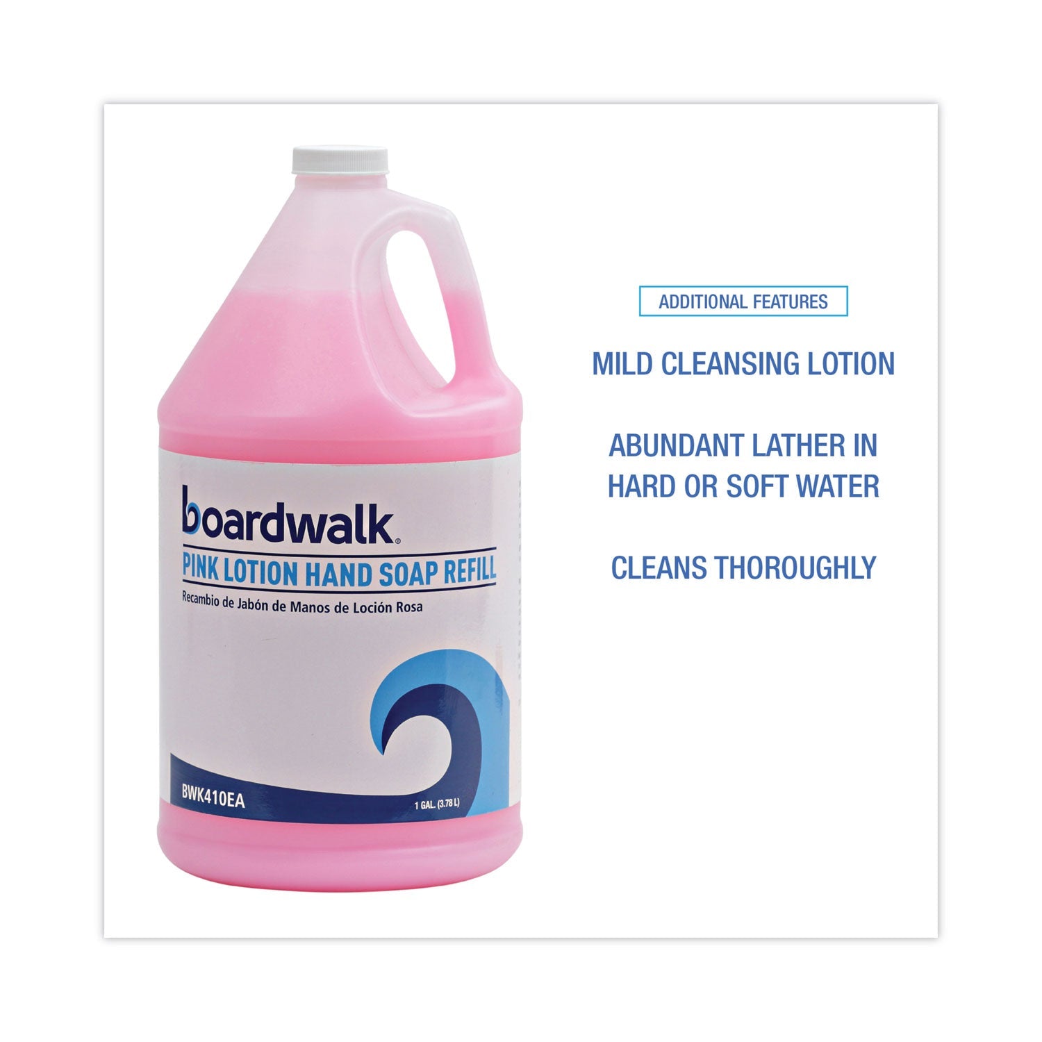 Boardwalk® Mild Cleansing Pink Lotion Hand Soap Refill, Cherry Scent, 1 gal Bottle, 4/Carton