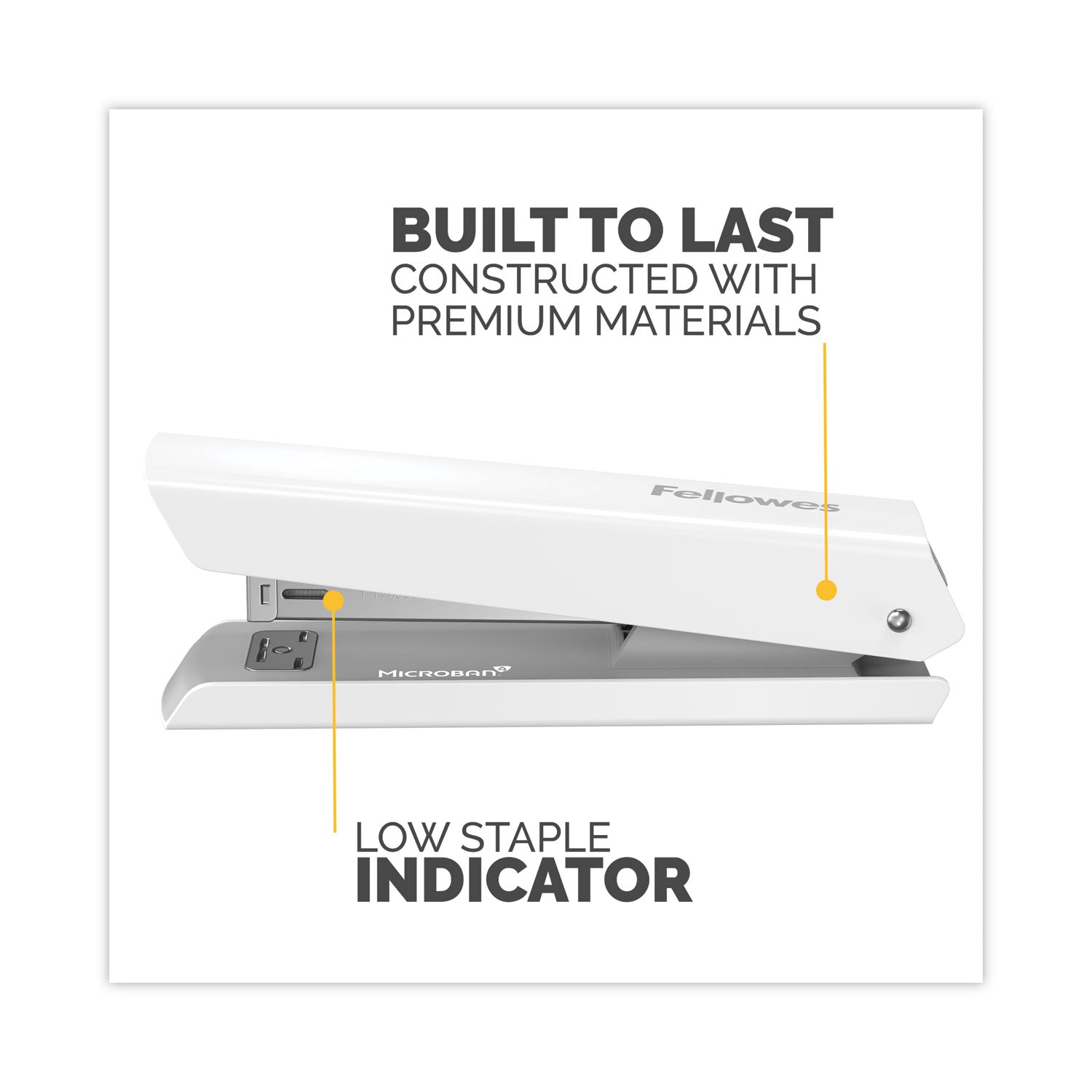 Fellowes® LX820 Classic Full Strip Stapler with Antimicrobial Protection, 20-Sheet Capacity, White