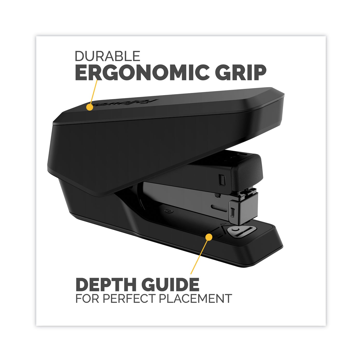 Fellowes® LX840 EasyPress Half Strip Stapler with Antimicrobial Protection, 25-Sheet Capacity, Black - Bloom Skins