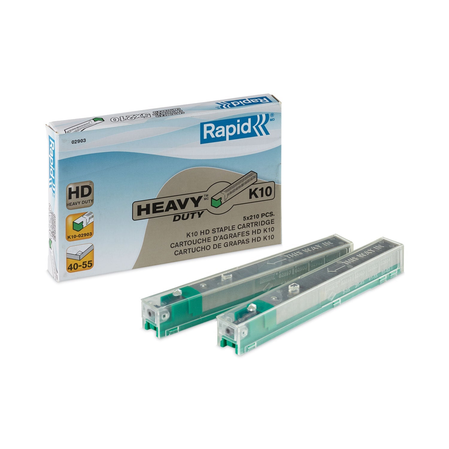 Rapid® Staple Cartridge, 0.41" Leg, 0.5" Crown, Steel, 210/cartridge, 5 Cartridges/pack, 1,050/pack