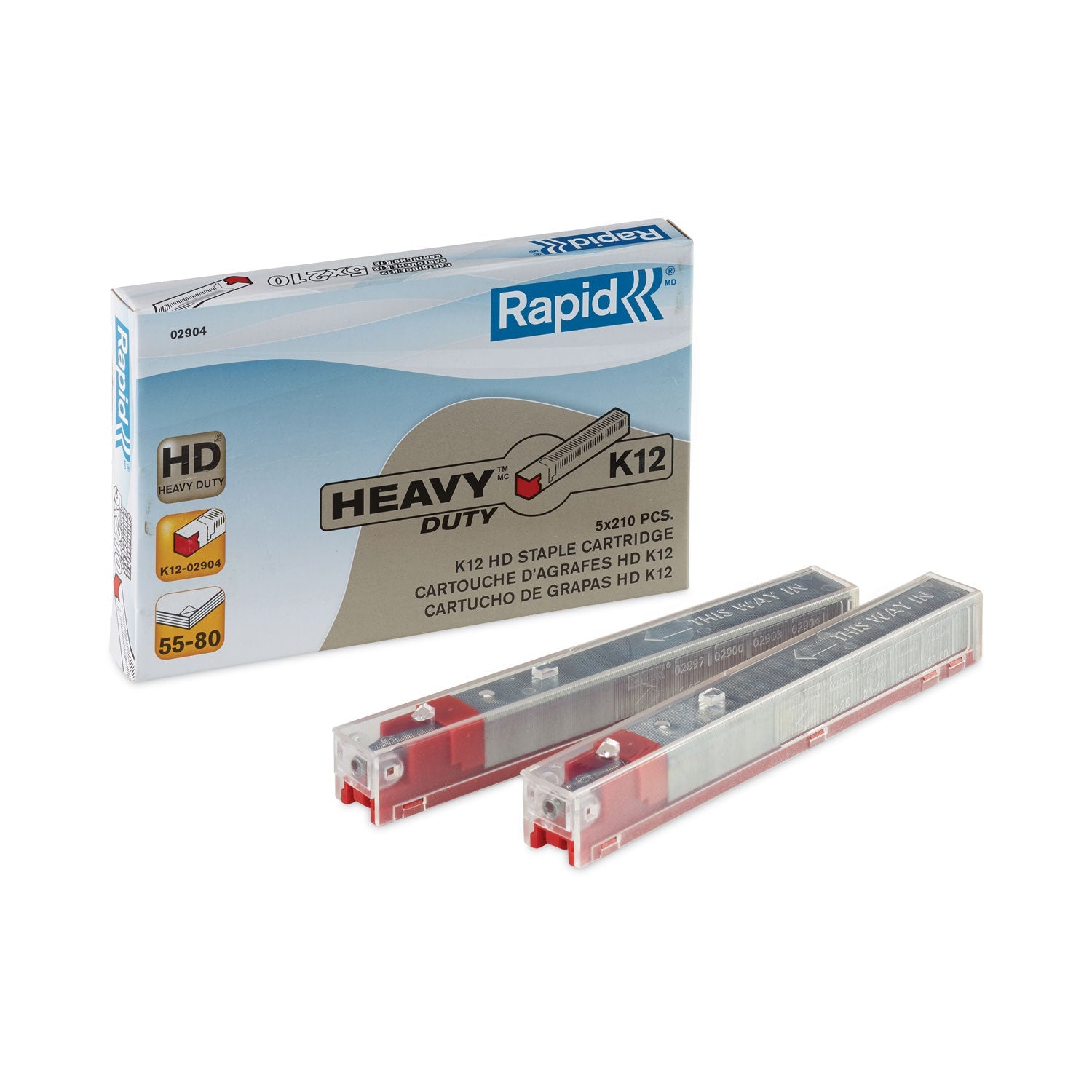 Rapid® Staple Cartridge, 0.47" Leg, 0.5" Crown, Steel, 210/cartridge, 5 Cartridges/pack, 1,050/pack