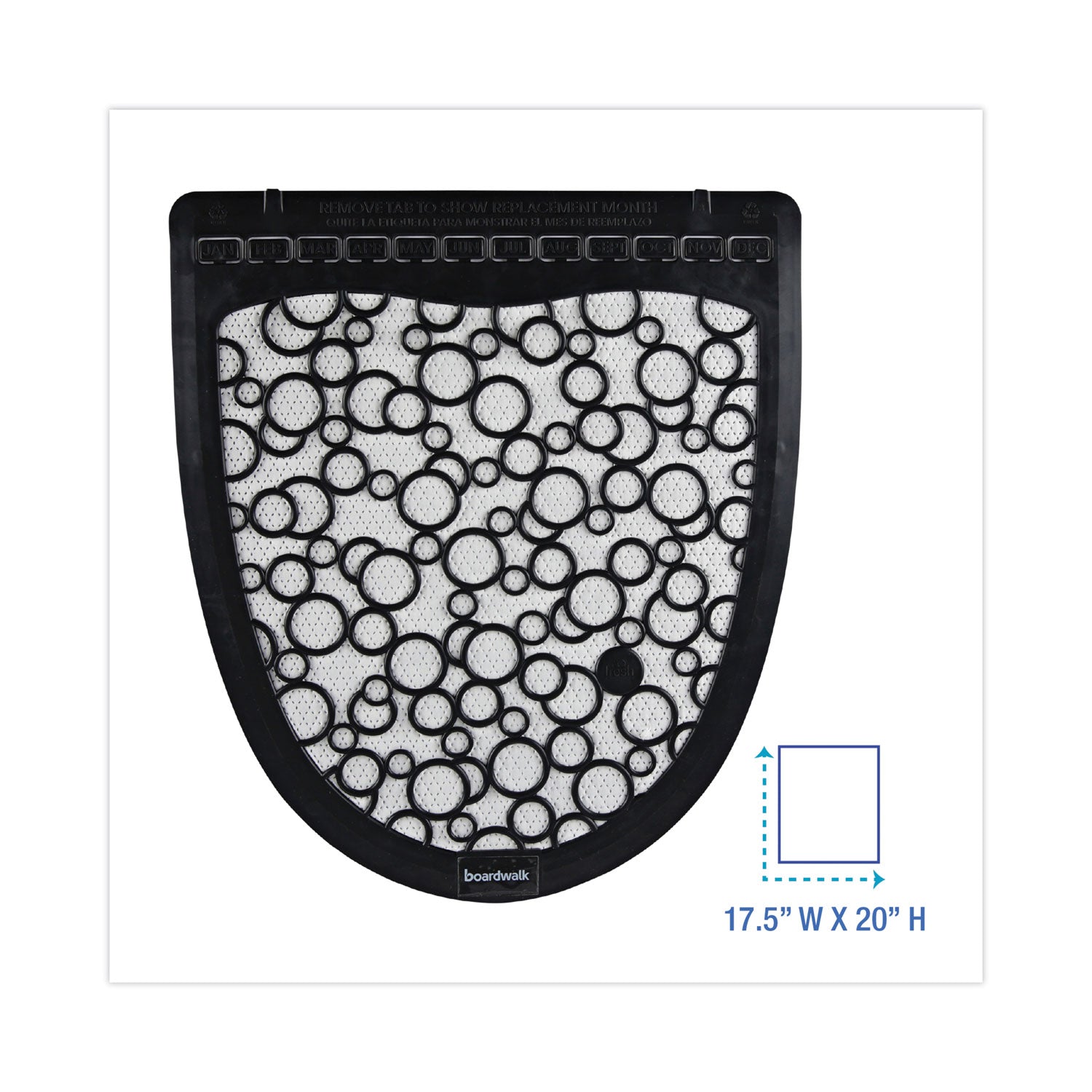 Boardwalk® Disposable Urinal Floor Mat 2.0, Slip-Resistant Rubber, 17.5 x 20, Black/White, 6/Carton