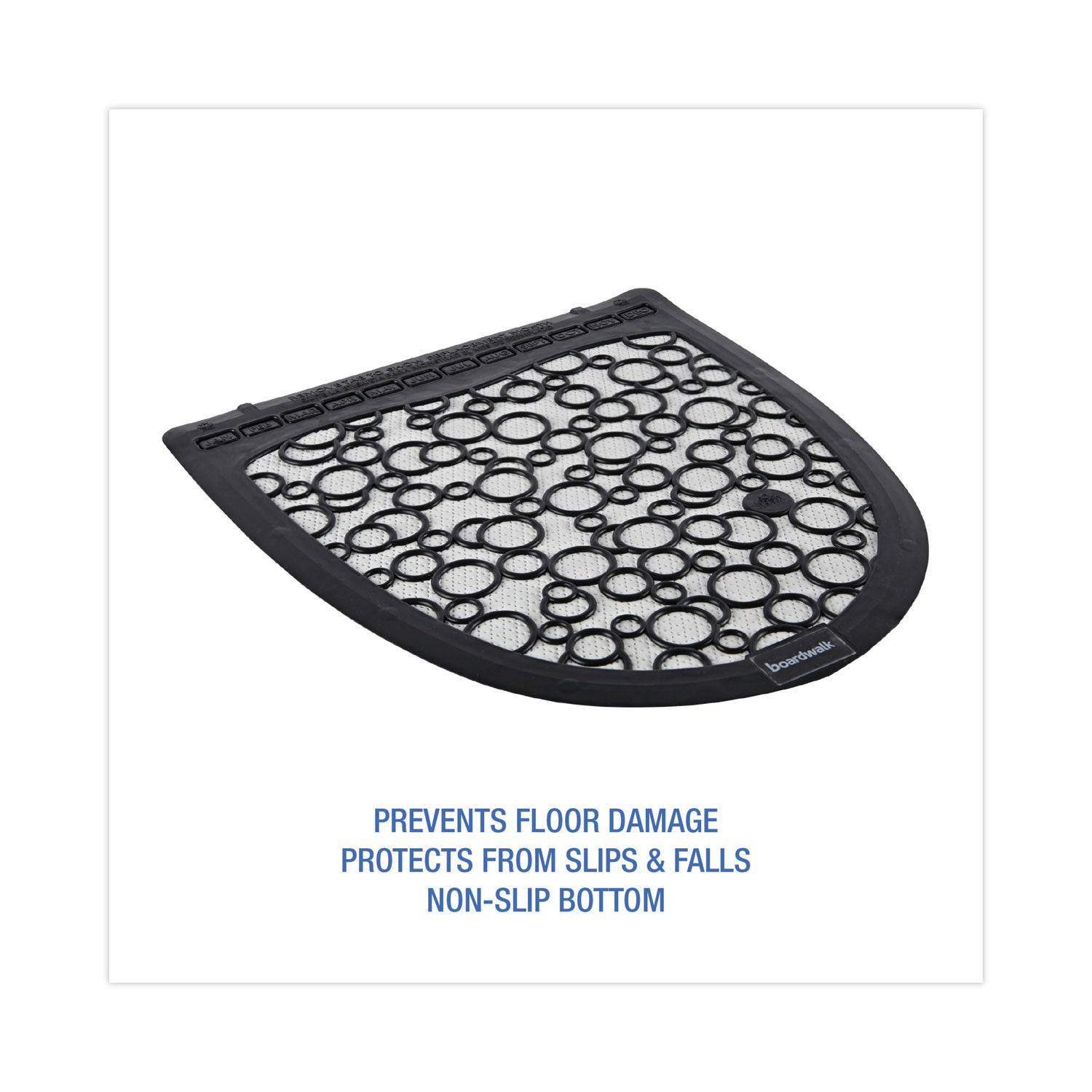 Boardwalk® Disposable Urinal Floor Mat 2.0, Slip-Resistant Rubber, 17.5 x 20, Black/White, 6/Carton - Bloom Skins