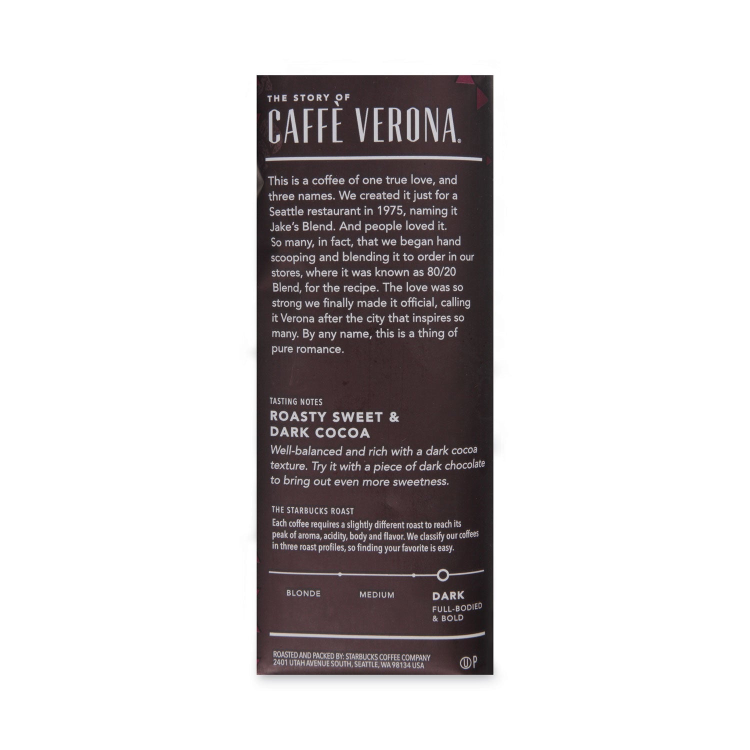 Starbucks® Coffee, Caffe Verona, 2.5 Oz Packet, 18/box