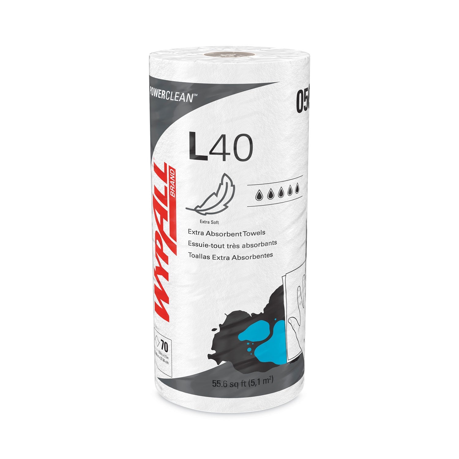 WypAll® L40 Towels, Small Roll, 10.4 x 11, White, 70/Roll, 24 Rolls/Carton