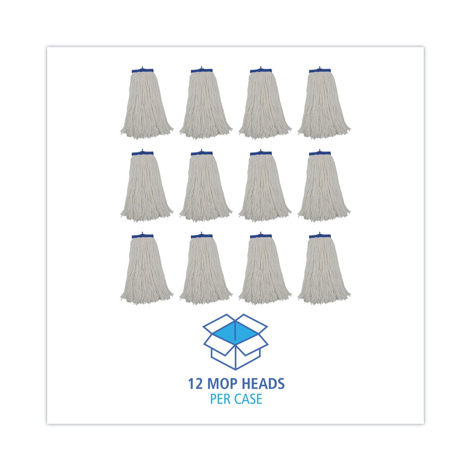 Boardwalk® Cut-End Lie-Flat Mop Head, Rayon, 16oz, White, 12/carton - Bloom Skins
