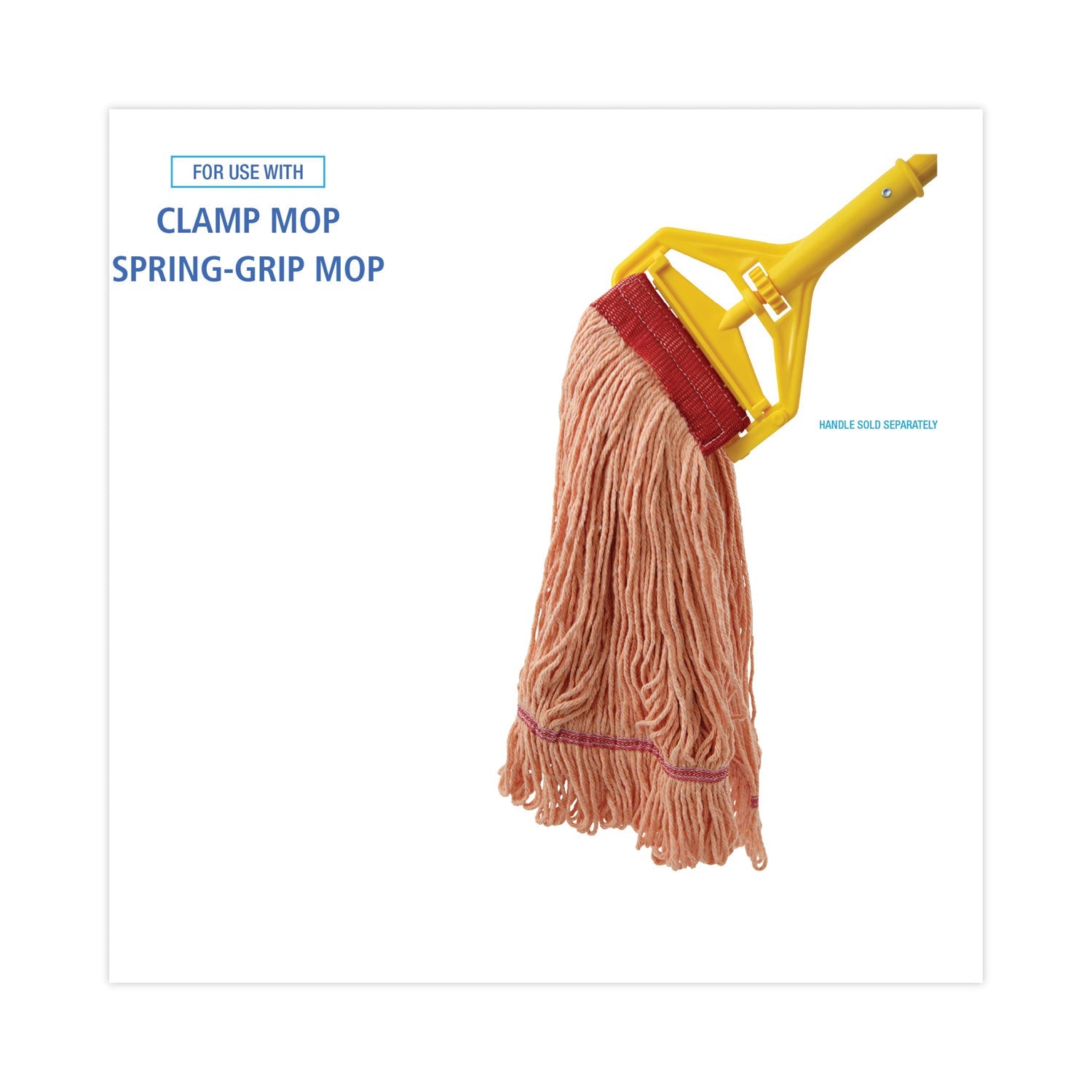 Boardwalk® Super Loop Wet Mop Head, Cotton/synthetic Fiber, 5" Headband, Large Size, Orange, 12/carton