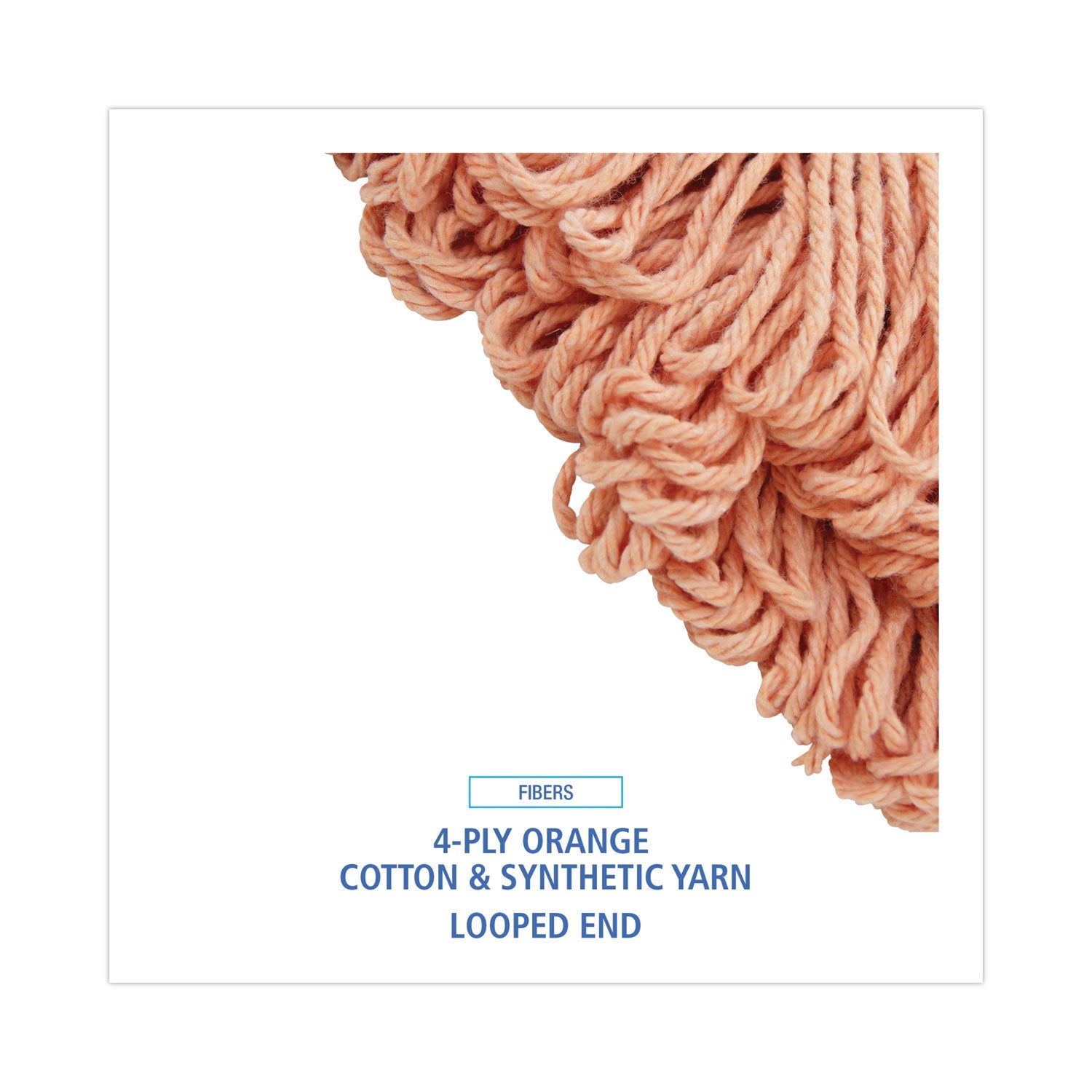 Boardwalk® Super Loop Wet Mop Head, Cotton/synthetic Fiber, 5" Headband, Large Size, Orange, 12/carton