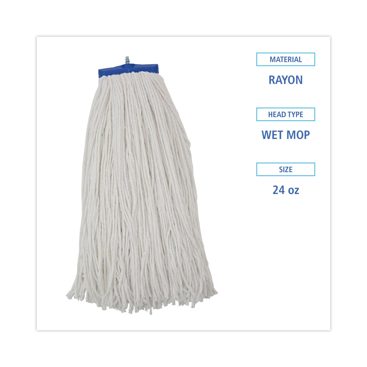 Boardwalk® Cut-End Lie-Flat Wet Mop Head, Rayon, 24oz, White