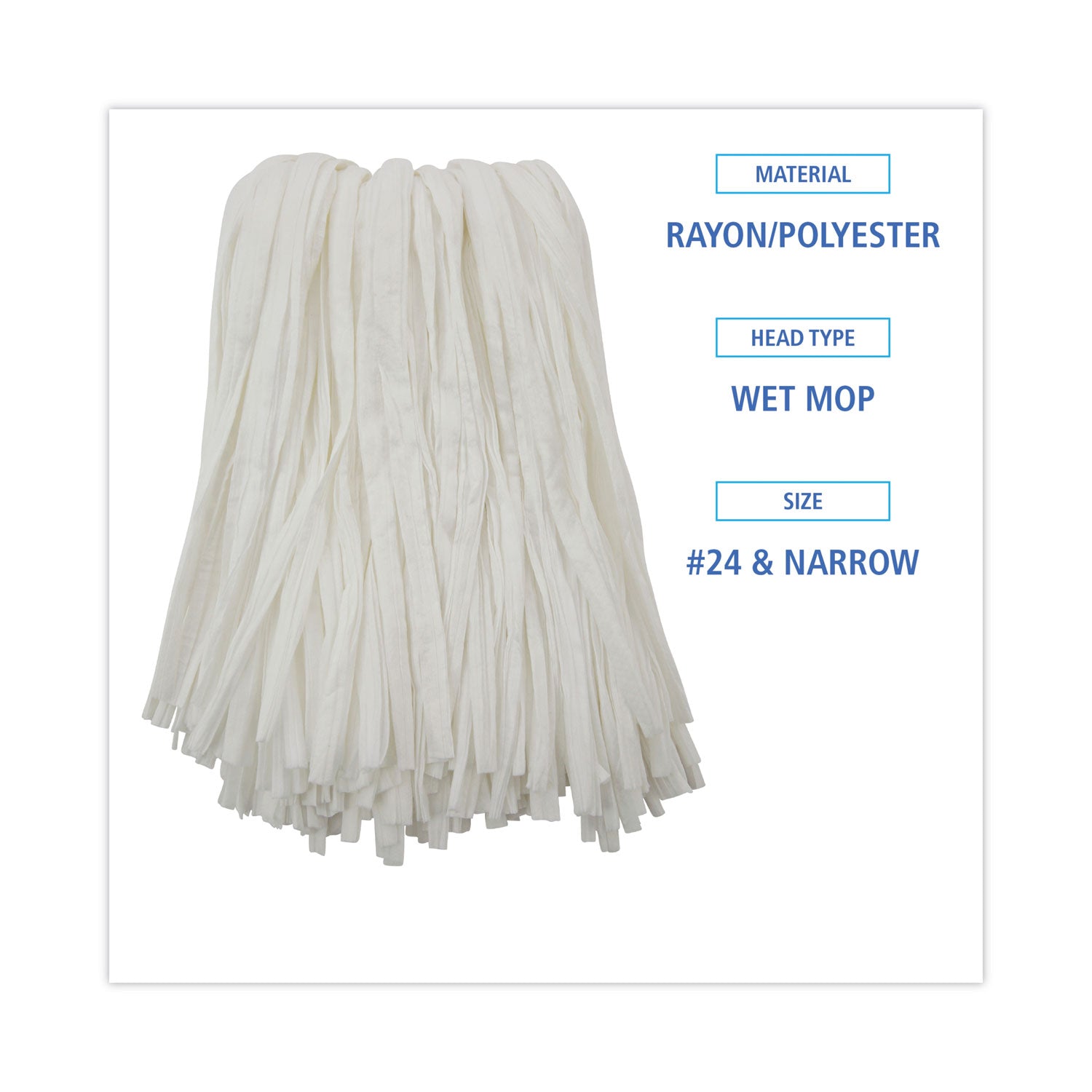 Boardwalk® Nonwoven Cut End Edge Mop, Rayon/polyester, #24, White, 12/carton