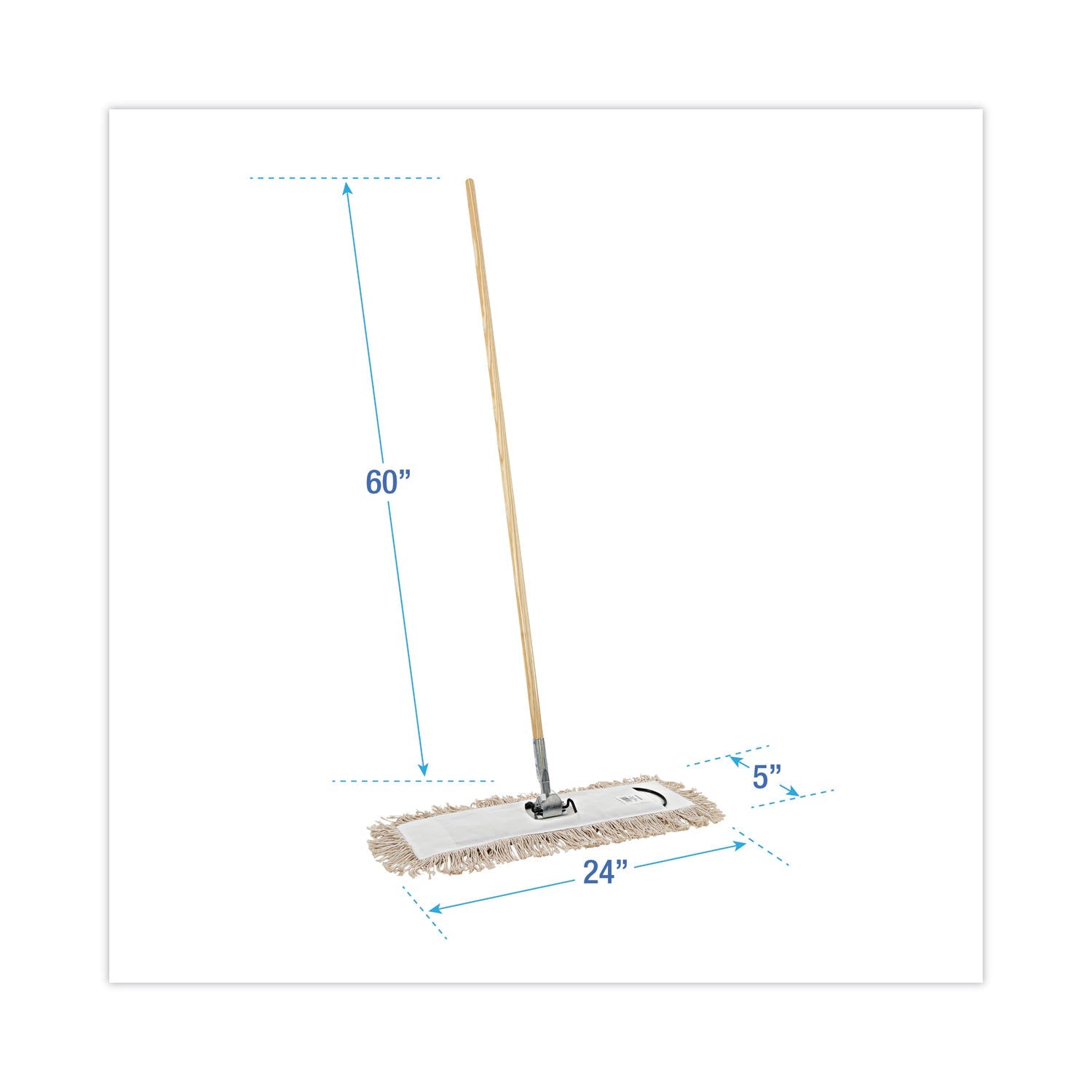 Boardwalk® Cotton Dry Mopping Kit, 24 X 5 Natural Cotton Head, 60" Natural Wood Handle
