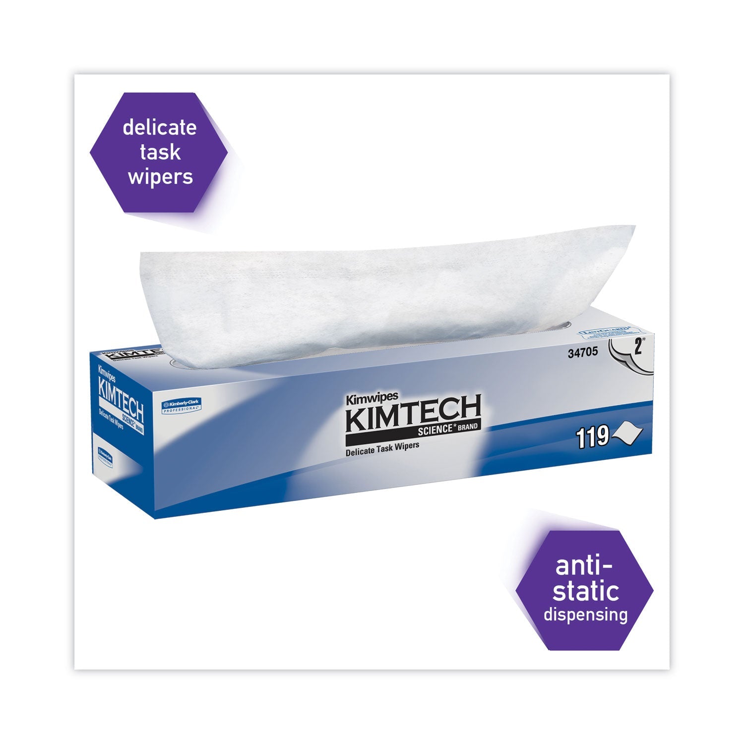 Kimtech™ Kimwipes Delicate Task Wipers, 2-Ply, 11.8 x 11.8, Unscented, White, 120/Box, 15 Boxes/Carton