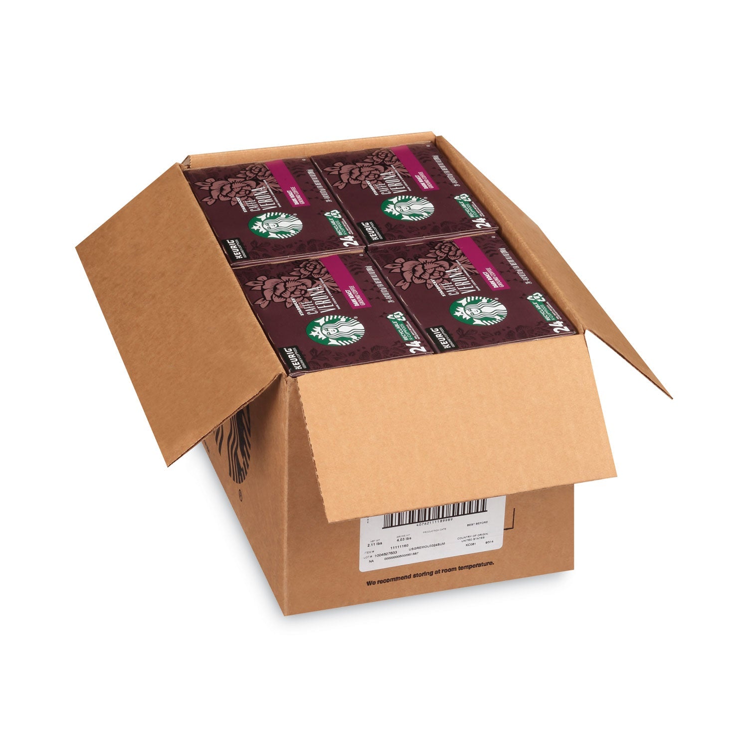 Starbucks® Caffe Verona Coffee K-Cups Pack, 24/box, 4 Boxes/carton