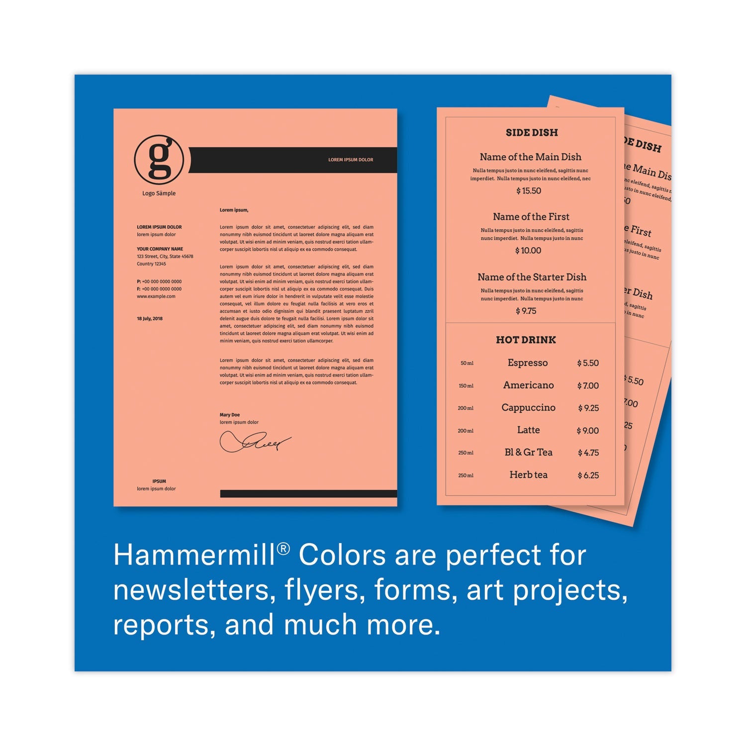Hammermill® Colors Print Paper, 20 lb Bond Weight, 8.5 x 11, Salmon, 500/Ream