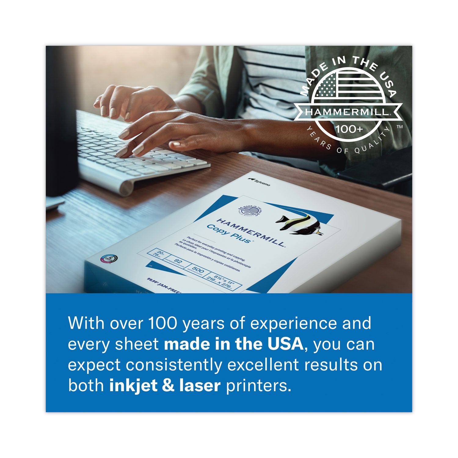 Hammermill® Copy Plus Print Paper, 92 Bright, 20 lb Bond Weight, 8.5 x 11, White, 500 Sheets/Ream, 10 Reams/Carton