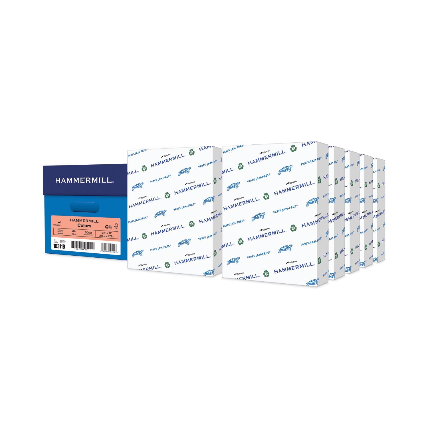 Hammermill® Colors Print Paper, 20 lb Bond Weight, 8.5 x 11, Salmon, 500 Sheets/Ream, 10 Reams/Carton