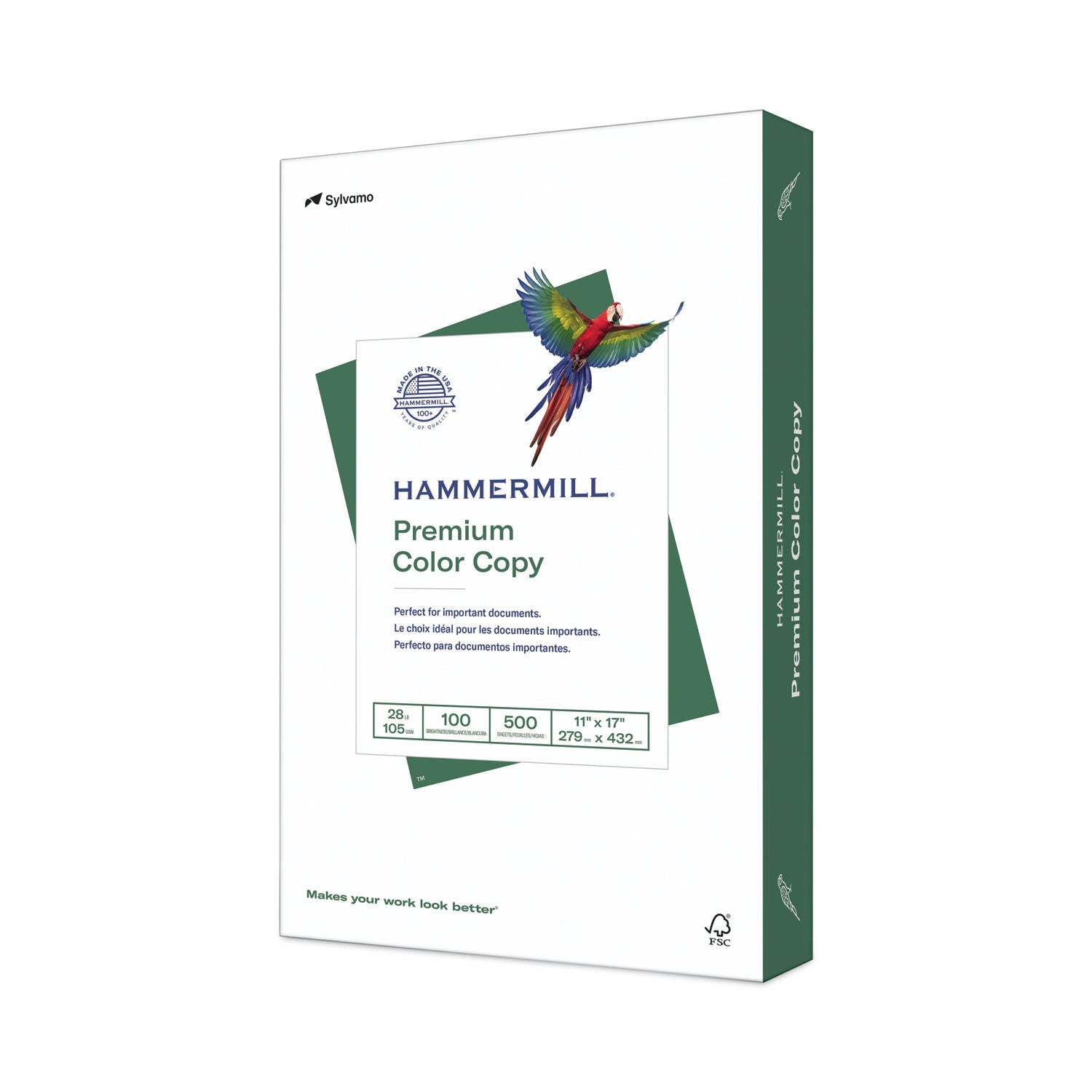 Hammermill® Premium Color Copy Print Paper, 100 Bright, 28 lb Bond Weight, 11 x 17, Photo White, 500/Ream