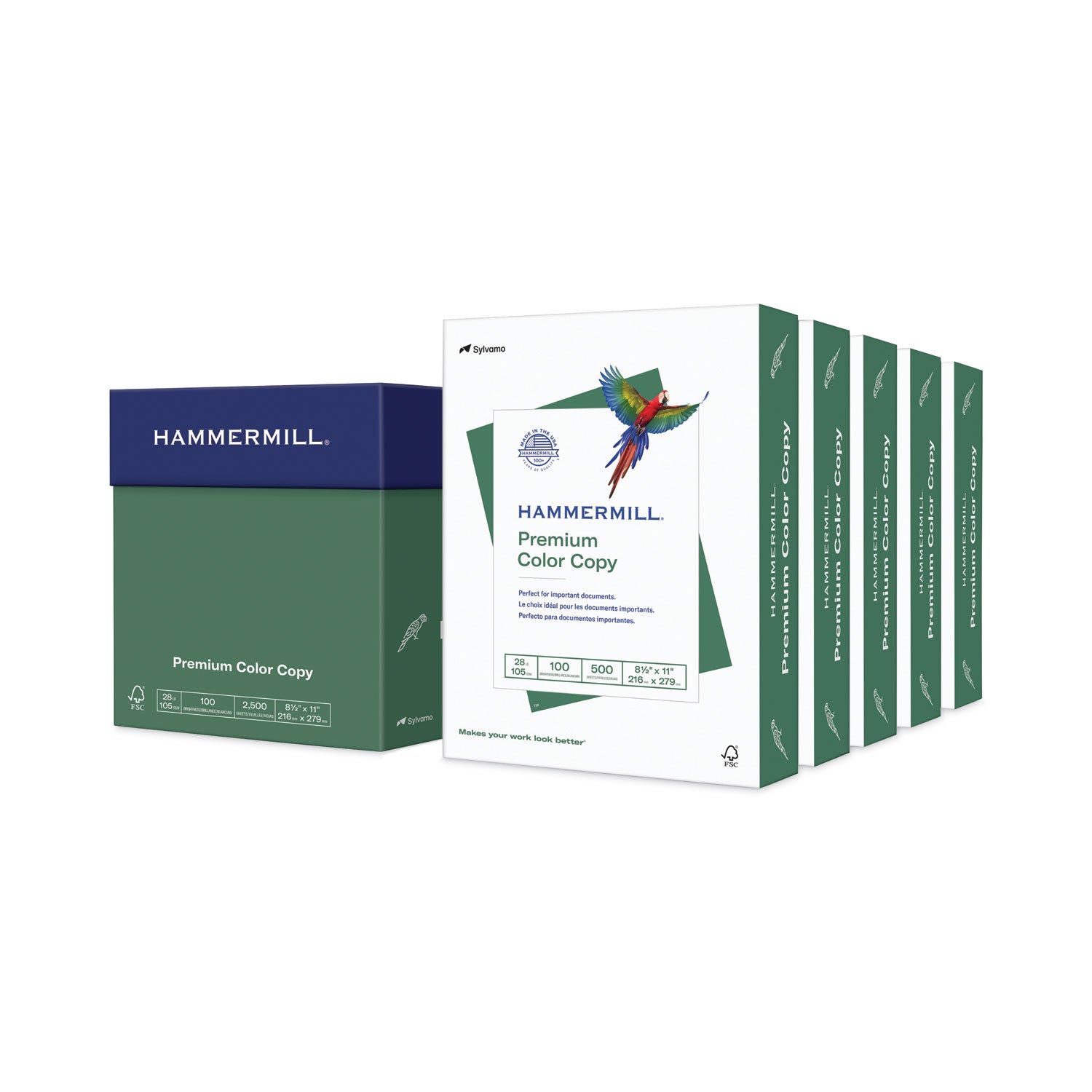 Hammermill® Premium Color Copy Print Paper, 100 Bright, 28 lb Bond Weight, 8.5 x 11, Photo White, 500 Sheets/Ream, 5 Reams/Carton