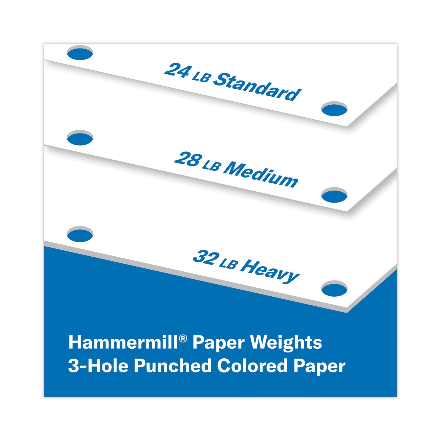 Hammermill® Premium Laser Print Paper, 98 Bright, 3-Hole, 24 lb Bond Weight, 8.5 x 11, White, 500/Ream